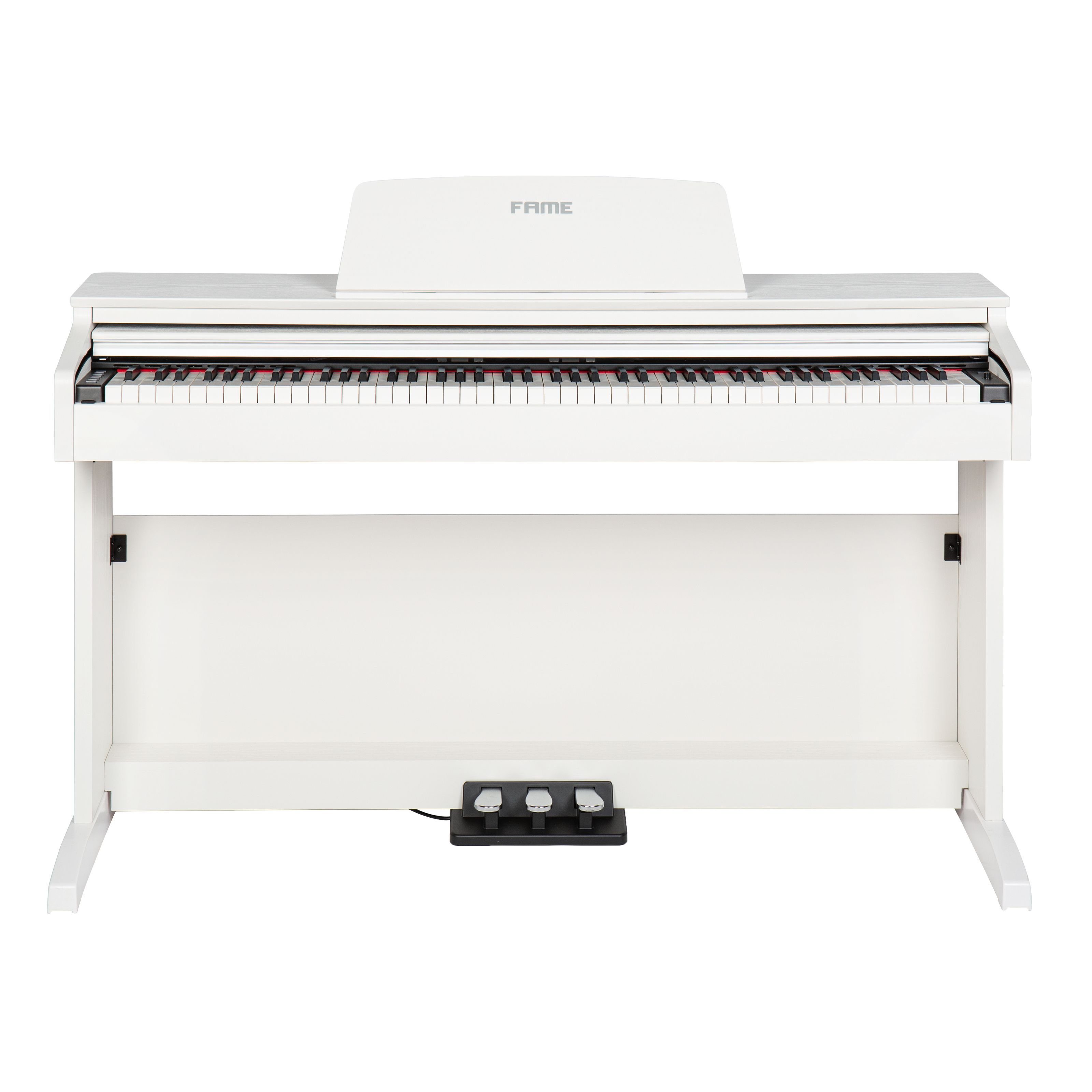 FAME Digitalpiano (DP-2000 E-Piano mit Hammermechanik, 88 anschlagdynamischen Tasten, 16 Klangfarben, 128-stimmiger Polyphonie, Aufnahme-Funktion, Twinova-Modus und Hall/Chorus-Effekten - Weiß, Digitalpianos, Homepianos), DP-2000 E-Piano, Hammermechanik, 88 Tasten, 16 Klangfarben