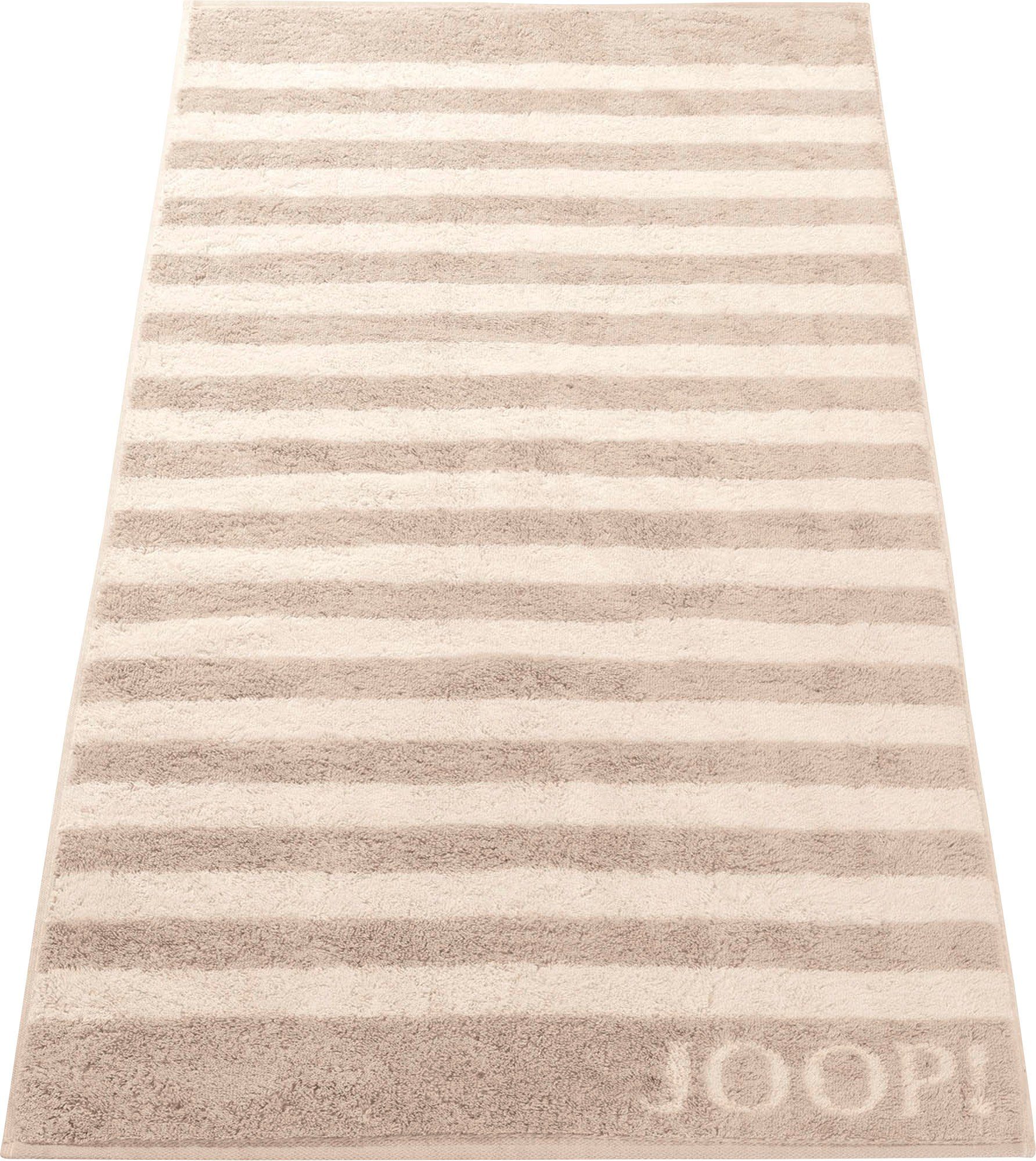 (1-St), beige Frottier Duschtuch Joop! "Classic Stripes", Streifen Duschtuch Walk-Frottier