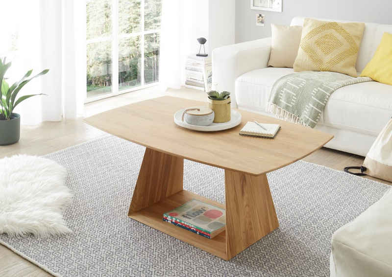 MCA furniture Couchtisch »Jacobstad«, Wohnzimmertisch Massivholz in Bootsform, Tisch Rollbar