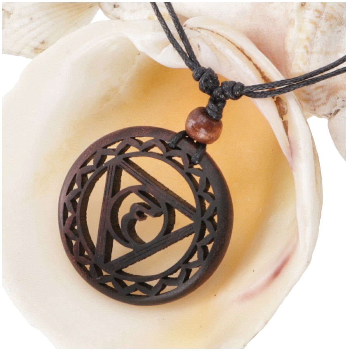 Guru-Shop Perlenkette Chakra Halskette, Boho Chakra Kette aus Holz -..