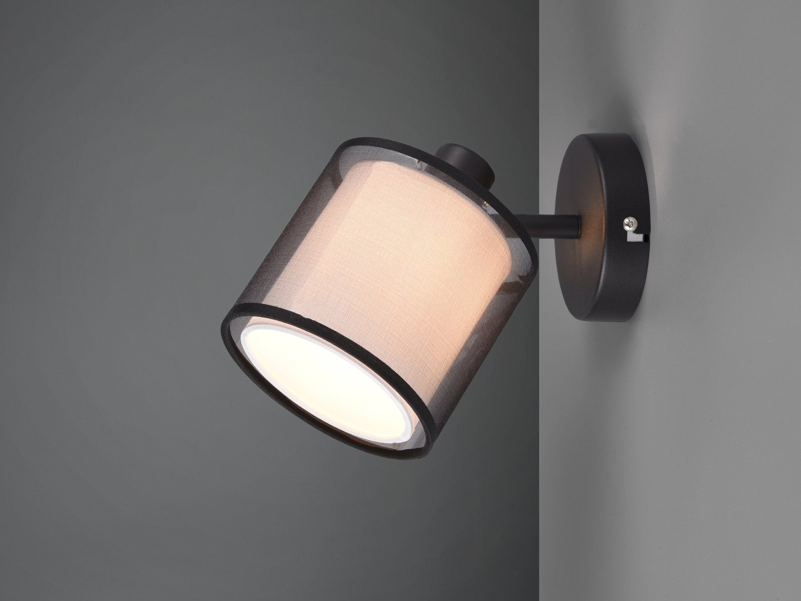 TRIO Leuchten LED Wandstrahler, Dimmfunktion, LED wechselbar, Warmweiß, innen, Wandleuchte mit Stoff Lampen-Schirm Treppenhaus Ø 12cm
