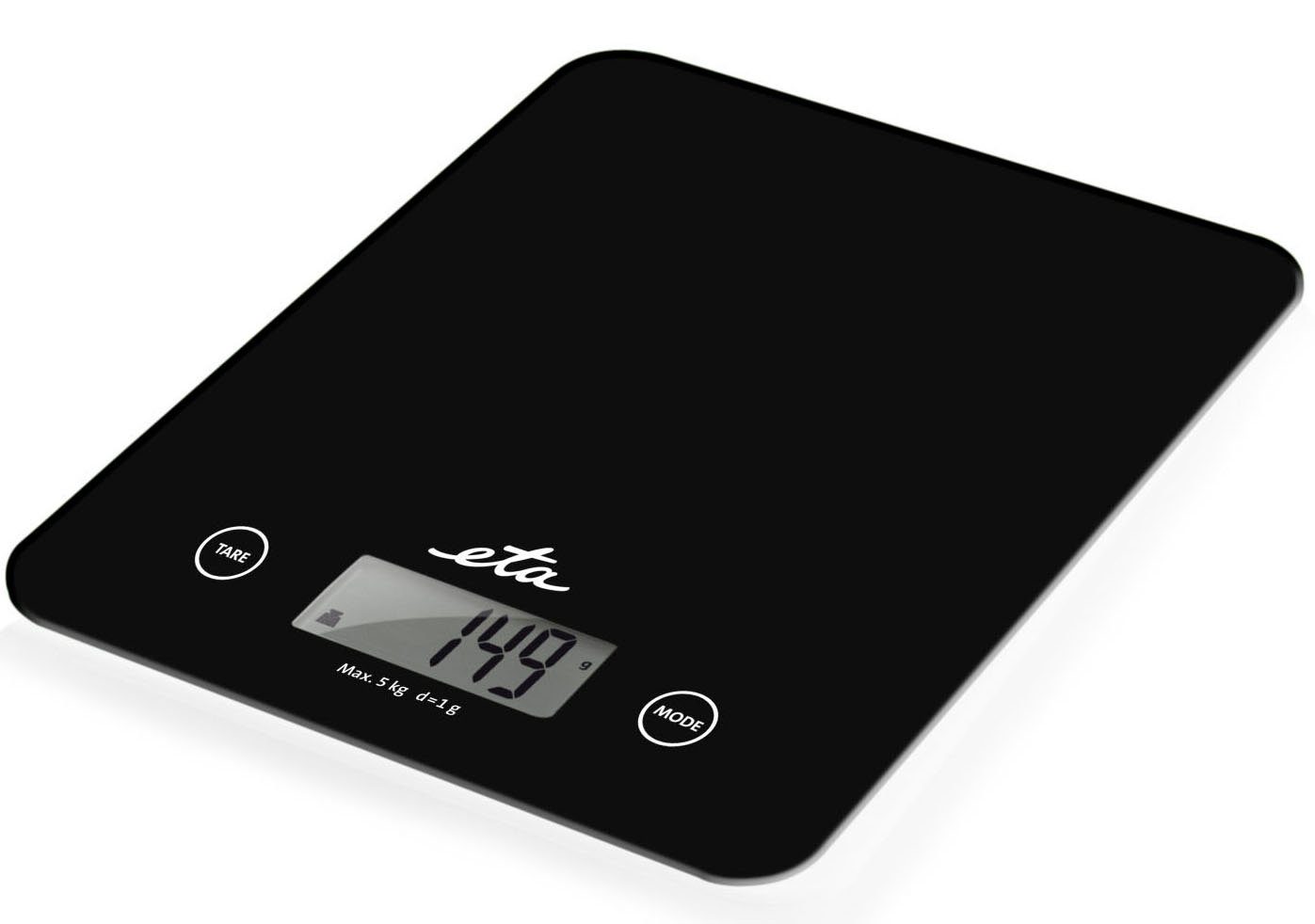 eta Küchenwaage ETA277790050 Lori schwarz, (1-tlg), bis 5kg, Genauigkeit 1g, LCD-Display, TARE