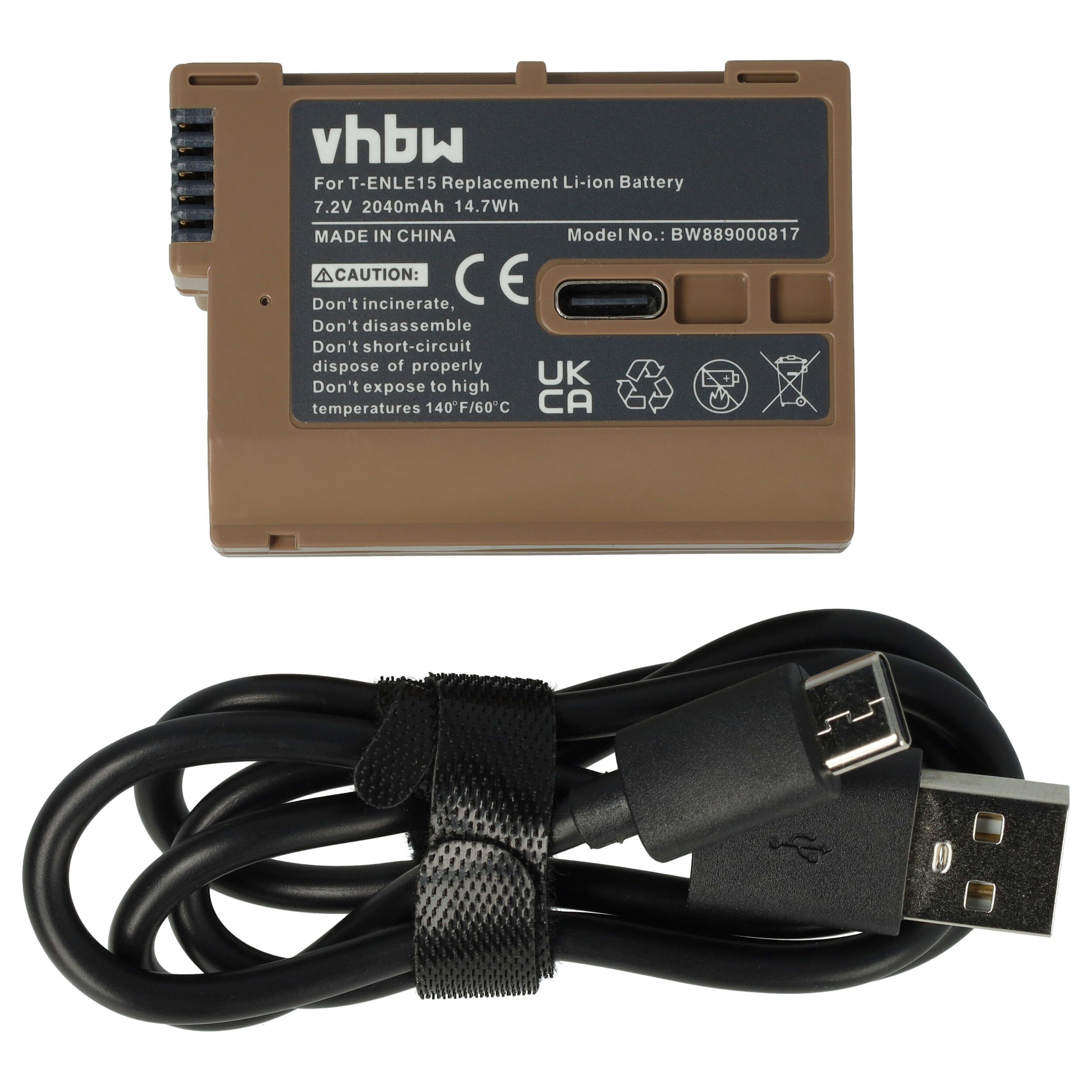 vhbw kompatibel mit Nikon D810a, D850, Z6, Z7, Z5, Z6 II, Z7 II, Z8 Kamera-Akku Li-Ion 2040 mAh (7,2 V)