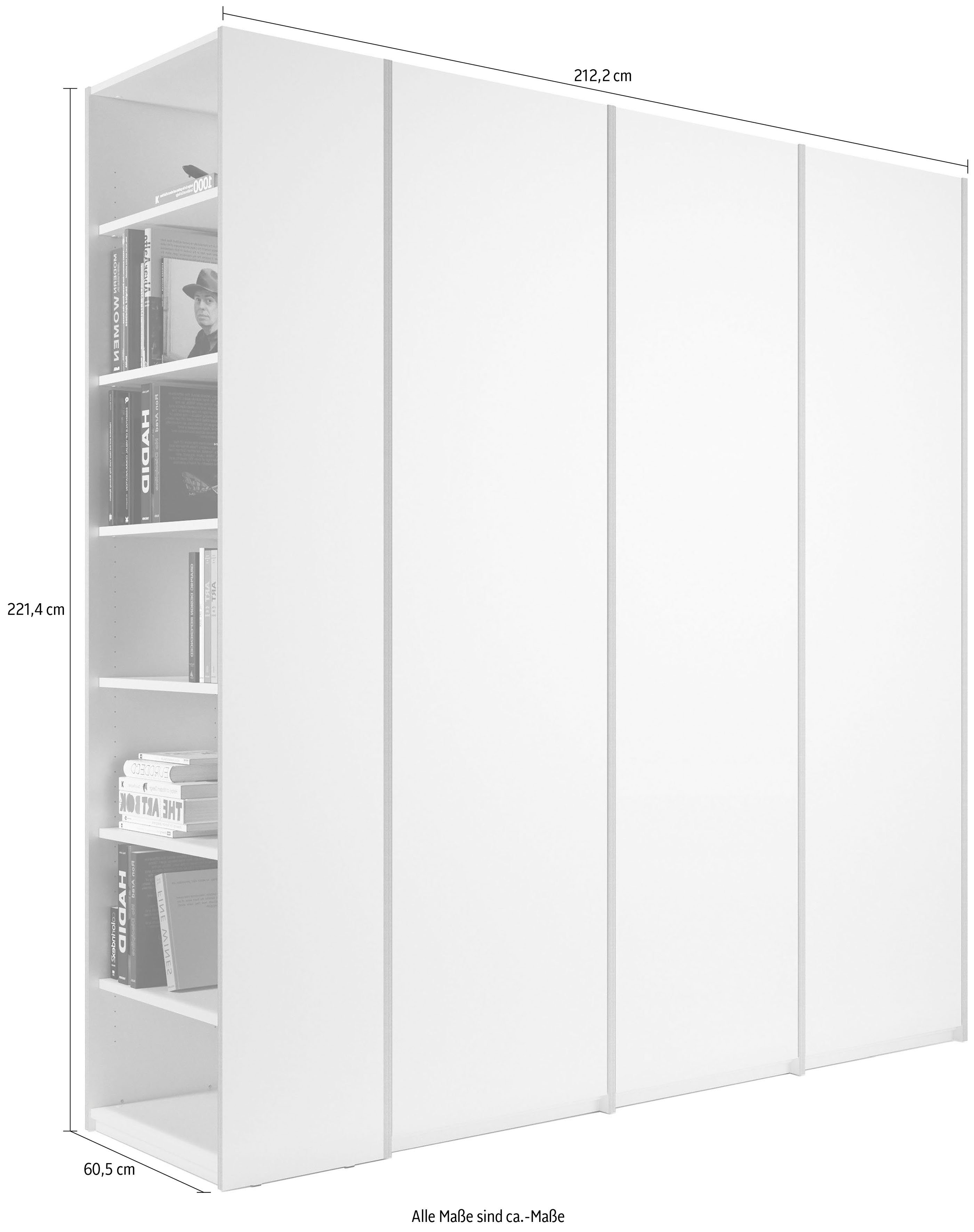 links | Plus LIVING Modular Seitenregal montierbarer weiß/birke rechts SMALL Variante Müller weiß/birke Anbauelemente, 7 Drehtürenschrank oder zwei