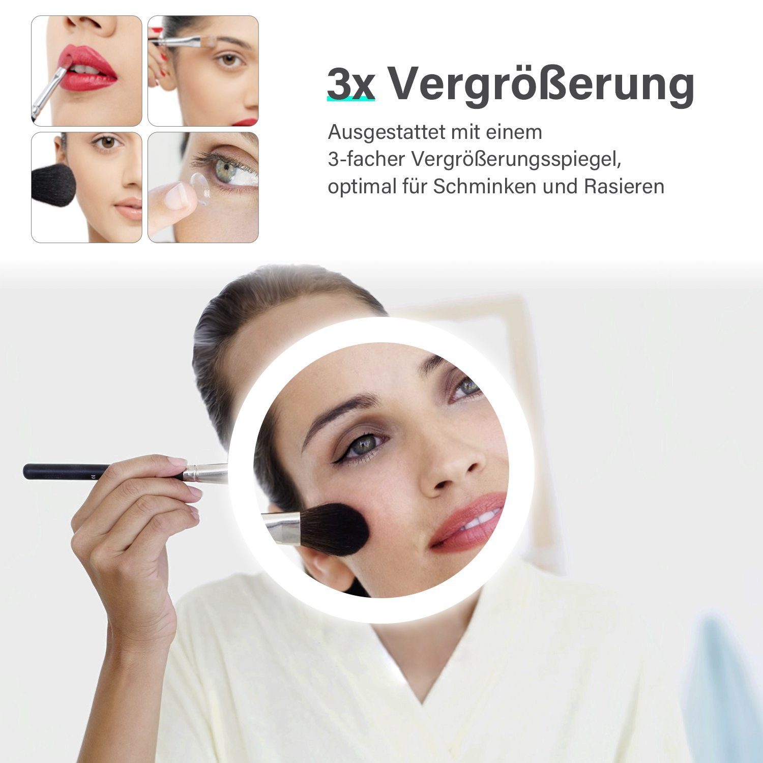 SONNI Badspiegel Badspiegel Kalt/Neutral/Warmweiß, 3-facher Vergrößerung, T günstig online kaufen