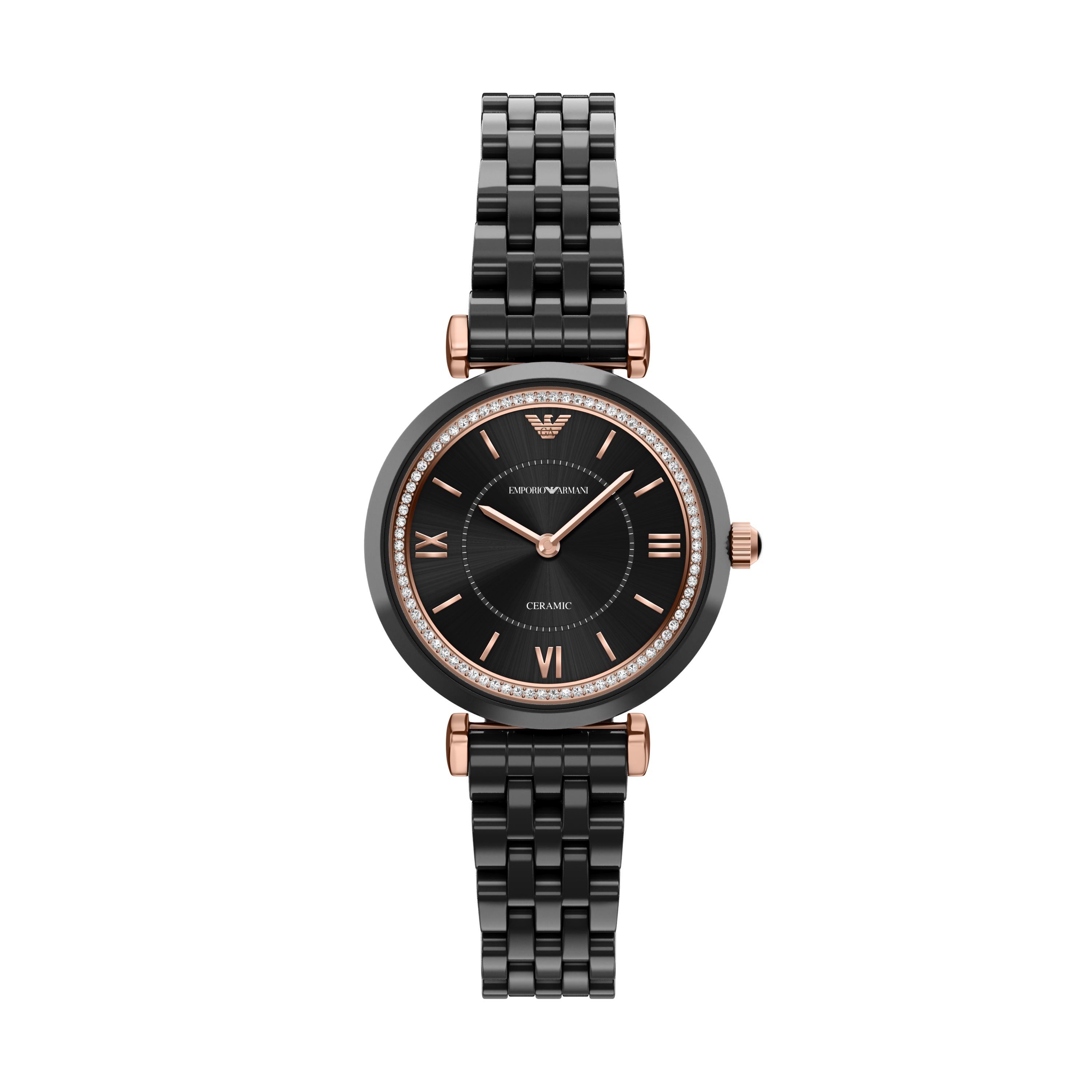 Emporio Armani Quarzuhr AR70021, Armbanduhr, Keramik, analog, Glassteine