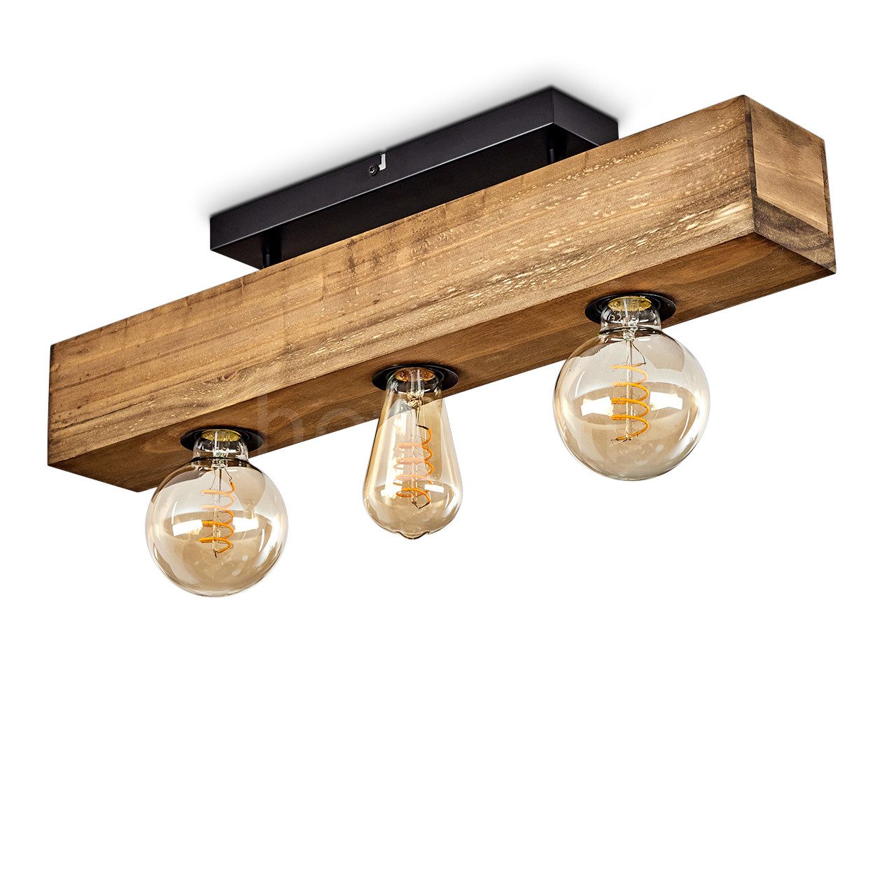 hofstein Deckenleuchte »Crova« längliche Deckenlampe aus Metall/Holz in Sch günstig online kaufen