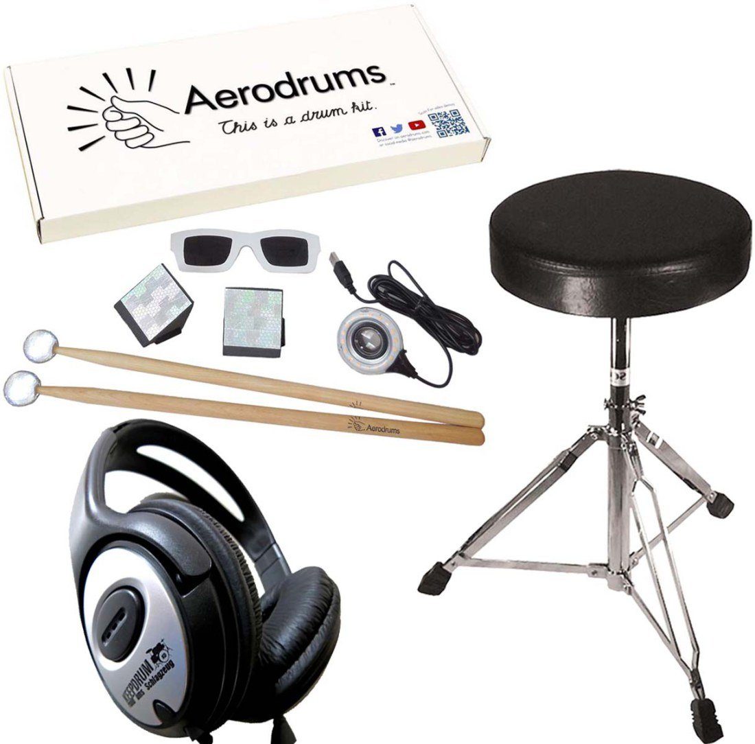 Aerodrums E-Drum Air-Drumming mit Drumhocker und Kopfhörer, Vorteils-Set