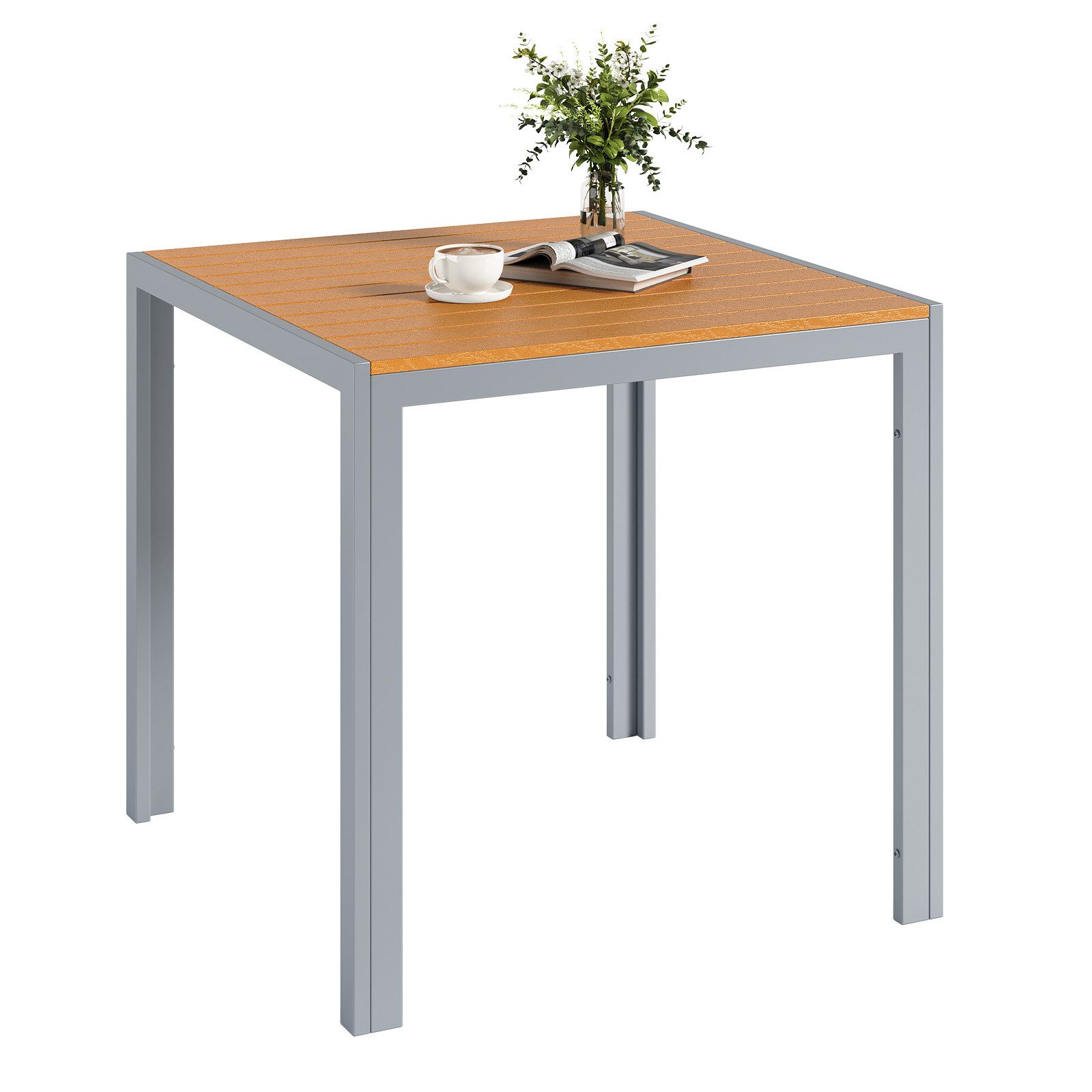 TLGREEN Gartentisch Aluminiumrahmen Quadratisch (75x75cm WPC günstig online kaufen