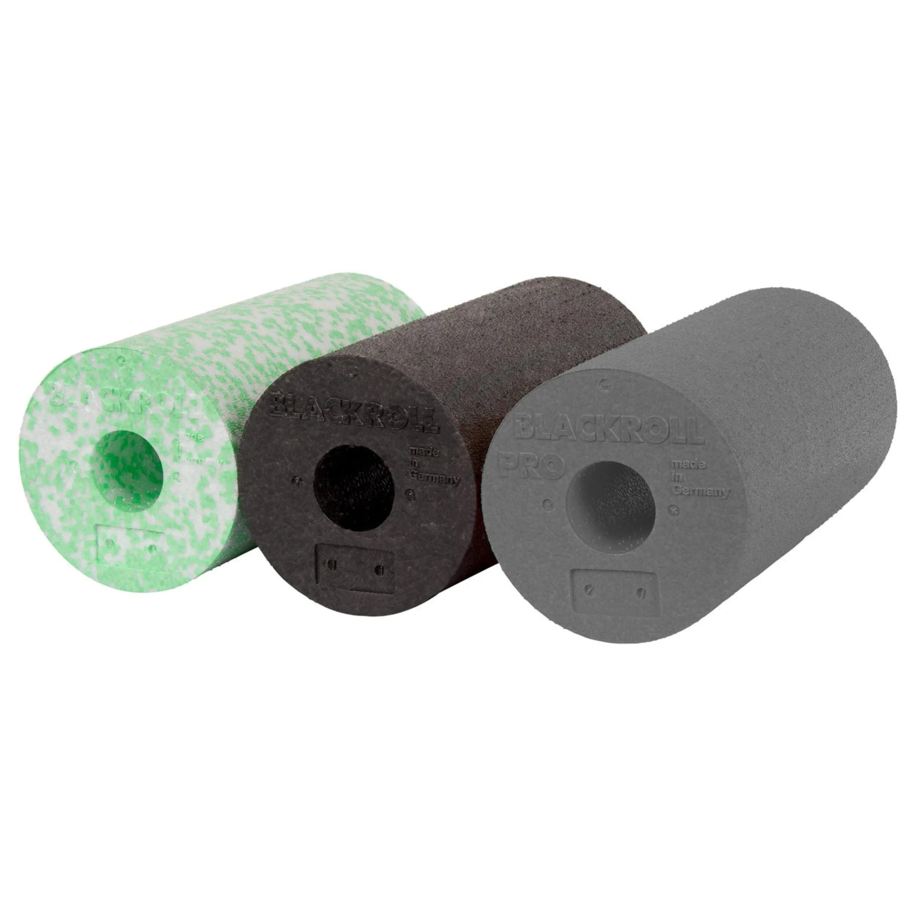 Sport-Knight® Faszienrolle Blackroll Faszienrolle Hart & Blackroll-Set weich, mittel und hart, Set, Set mit drei Härtegraden: weich, mittel, hart