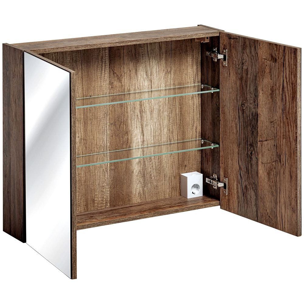 Lomadox Spiegelschrank PUEBLA-56 80cm in Vintage Oak Nb., B/H/T ca. 80/65/17 cm