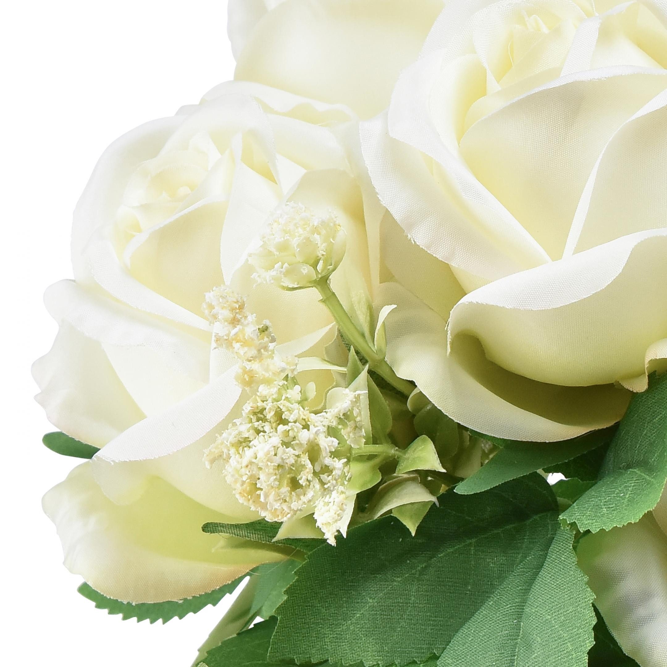 Kunstblume Künstliche Rosenstrauß Weiß 42cm Hochzeit Dekoration, Viana, Höhe 8 cm