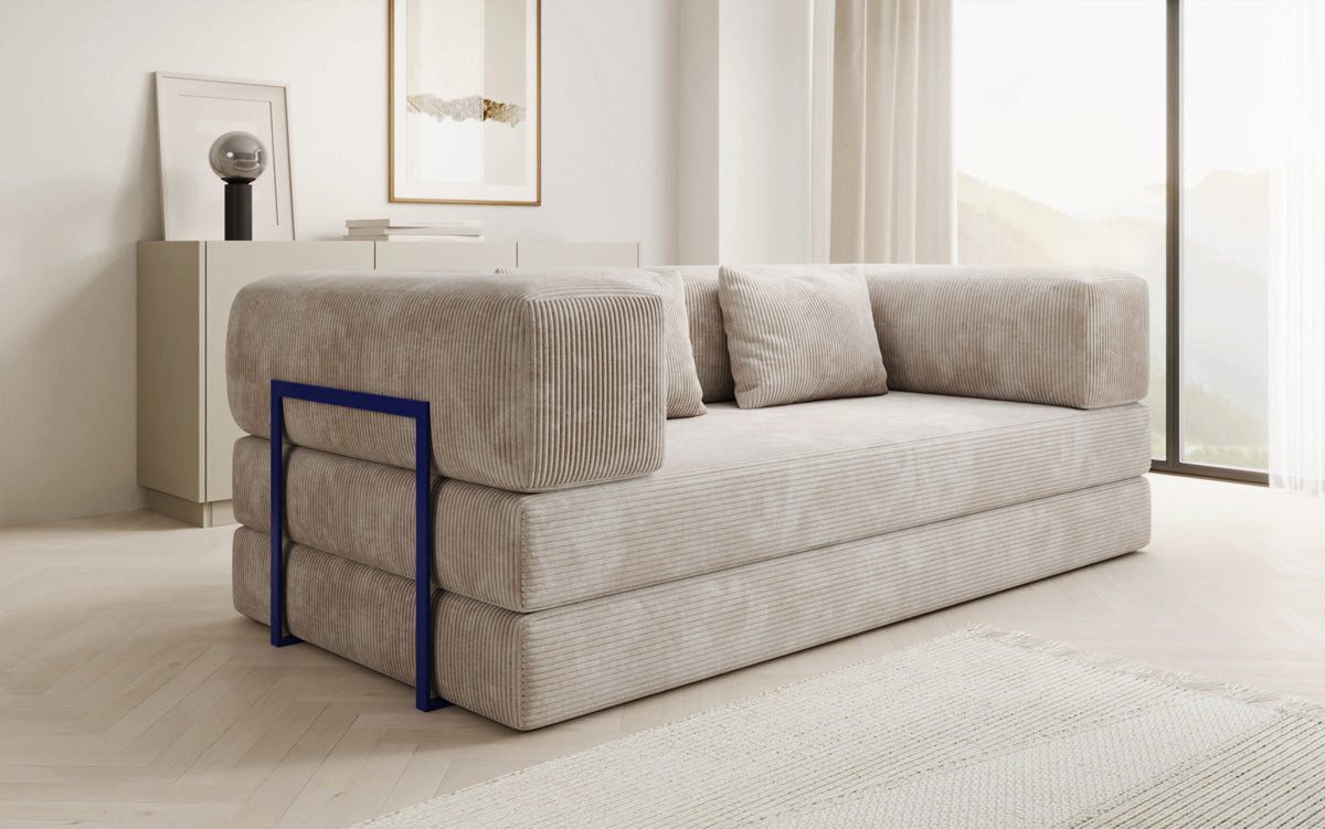 Luxusbetten24 Sofa Designer Sofa Lazy 3 Sitzer, mit Aufklappfunktion und Cordbezug