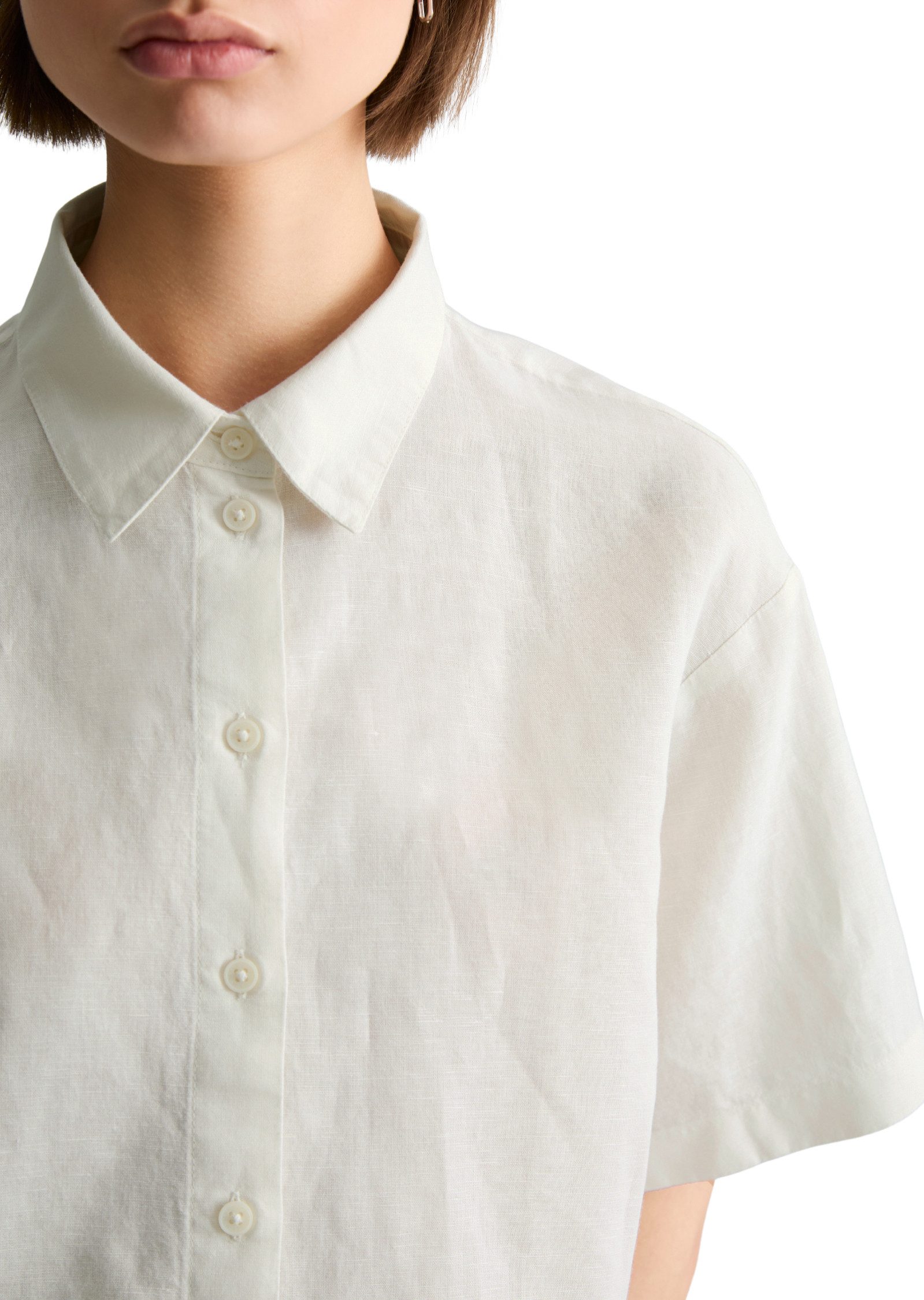 Marc O'Polo DENIM Kurzarmbluse aus Leinen-Baumwolle-Mix – Bild 4 von 5