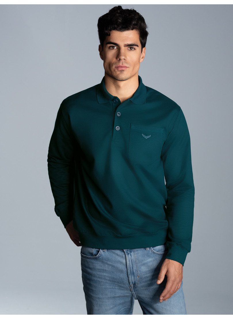 Trigema Sweatshirt TRIGEMA Langarm Polo aus Sweat-Qualität