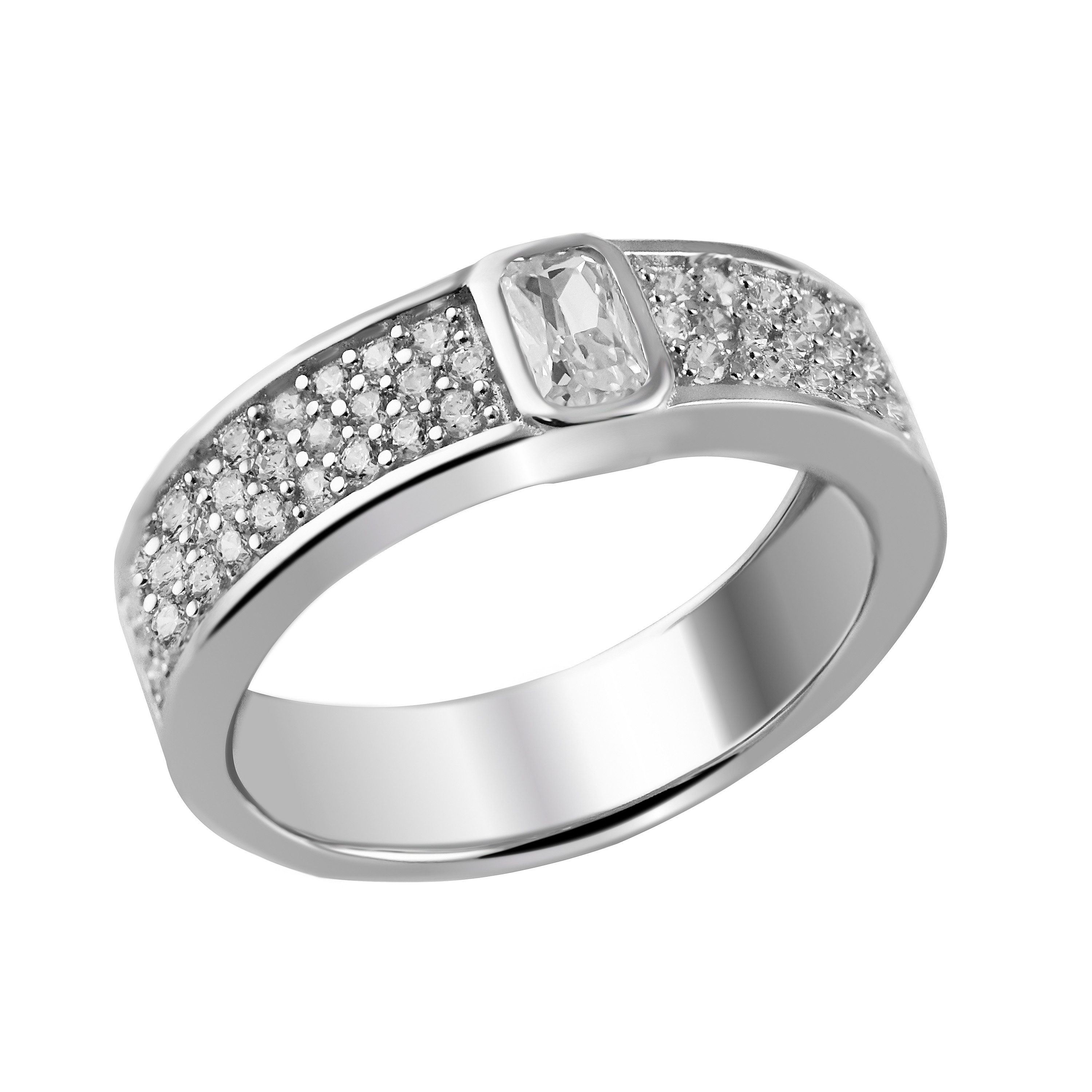 Firetti Fingerring Schmuck Geschenk Silber 925 Damenring Baguette-Schliff Pavé-Fassung, mit Zirkonia (synth)