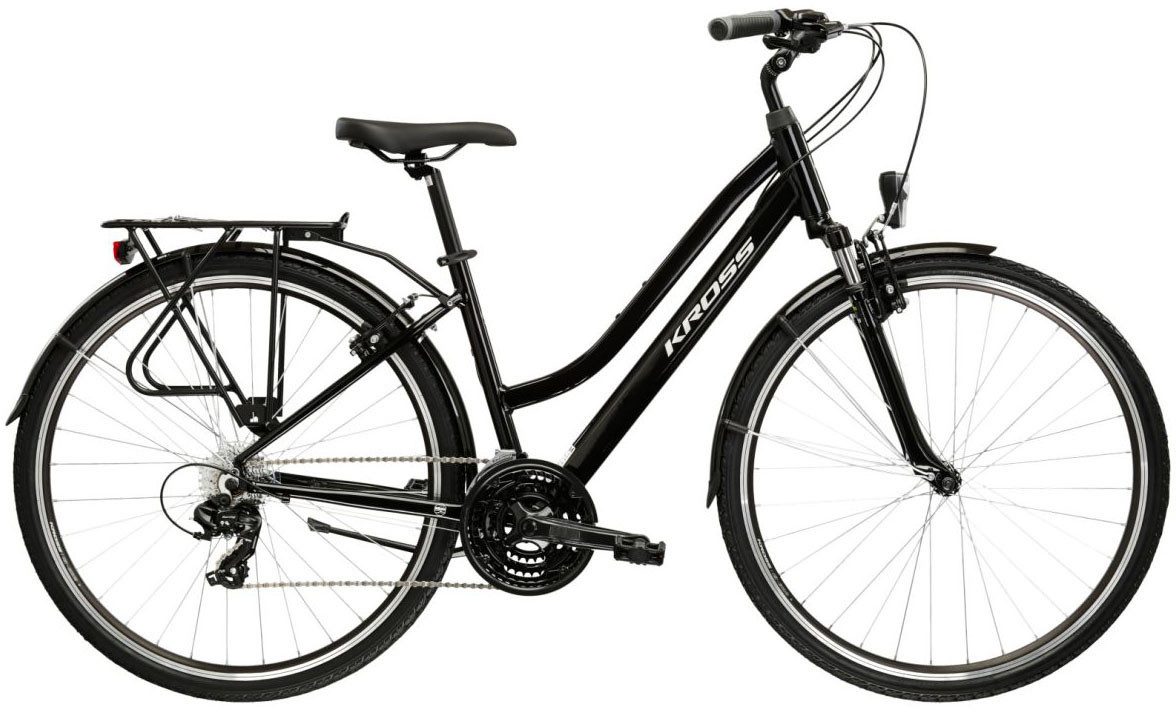 Kross Trekkingrad Damen-Trekkingrad 28" Trans 1.0 Schwarz 21 Gänge, 21 Gang Shimano TOURNEY TY300 Schaltwerk, Kettenschaltung