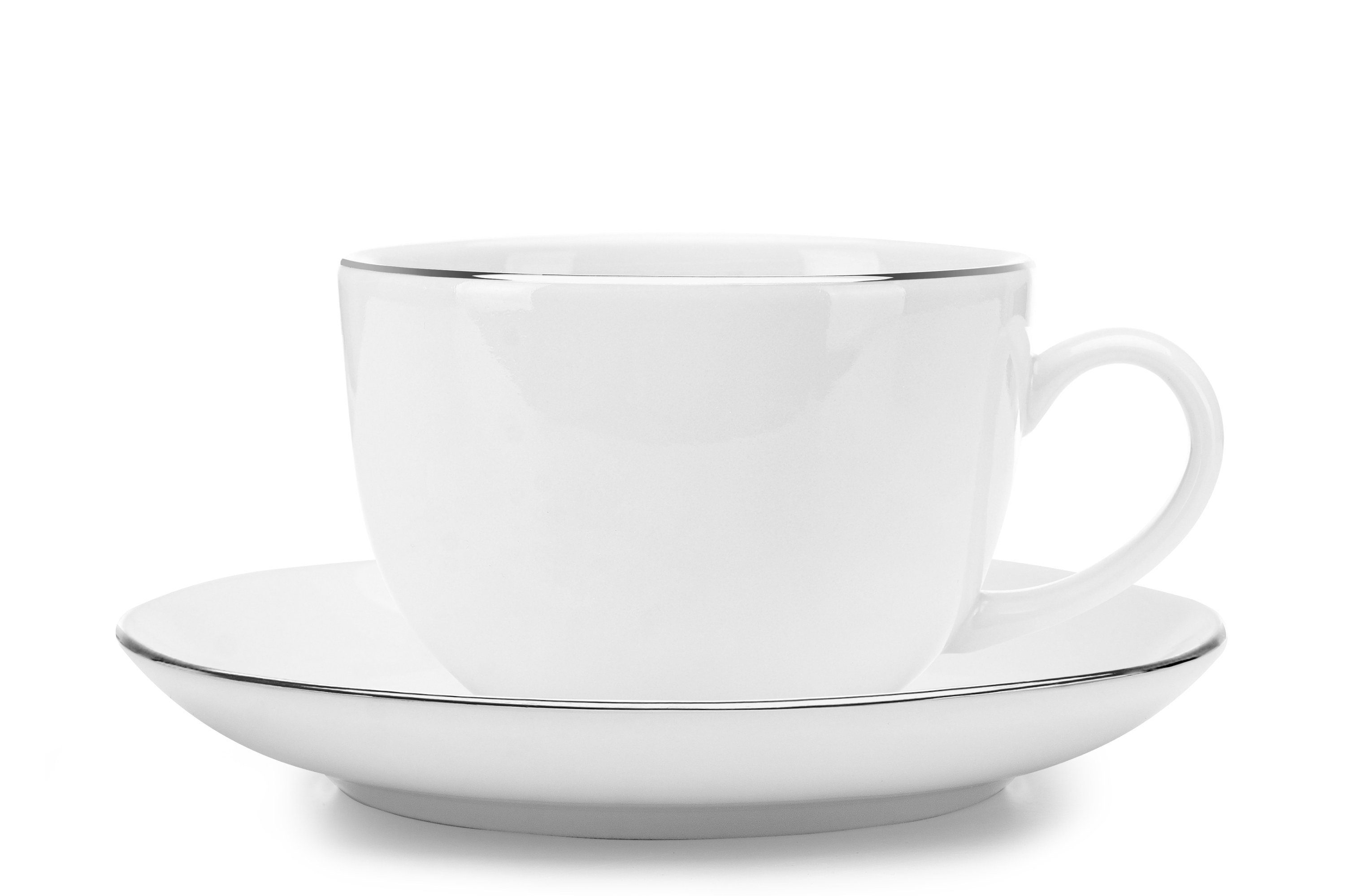 MUSCARI 6 Kaffeeservice Porzellan, Kombiservice platin Konsimo Personen, Handwäsche, Tafelservice Rund (30-tlg),