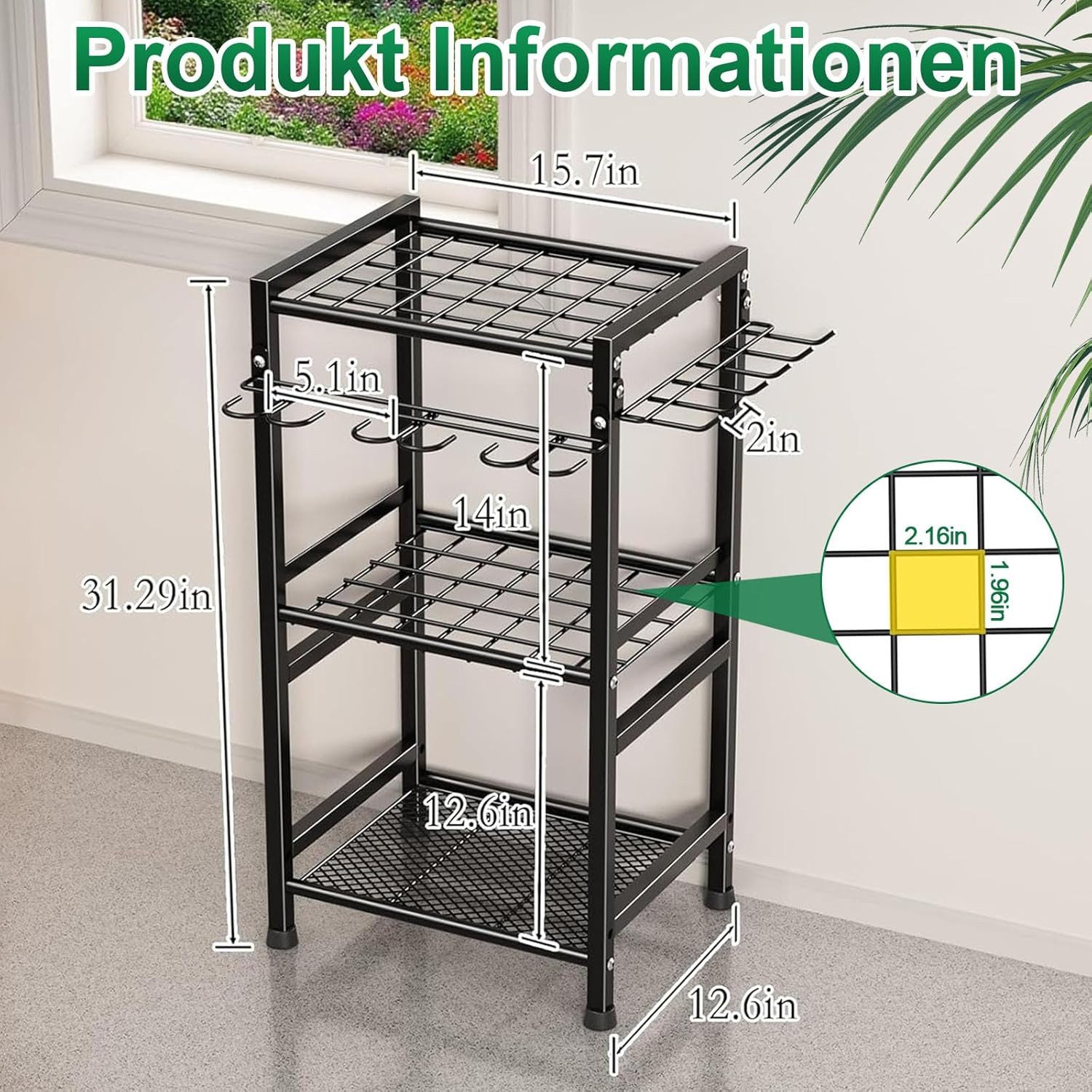 Toomoke Gartengerätehalter Gartengerätehalter mit Haken, Aufbewahrungsregal günstig online kaufen