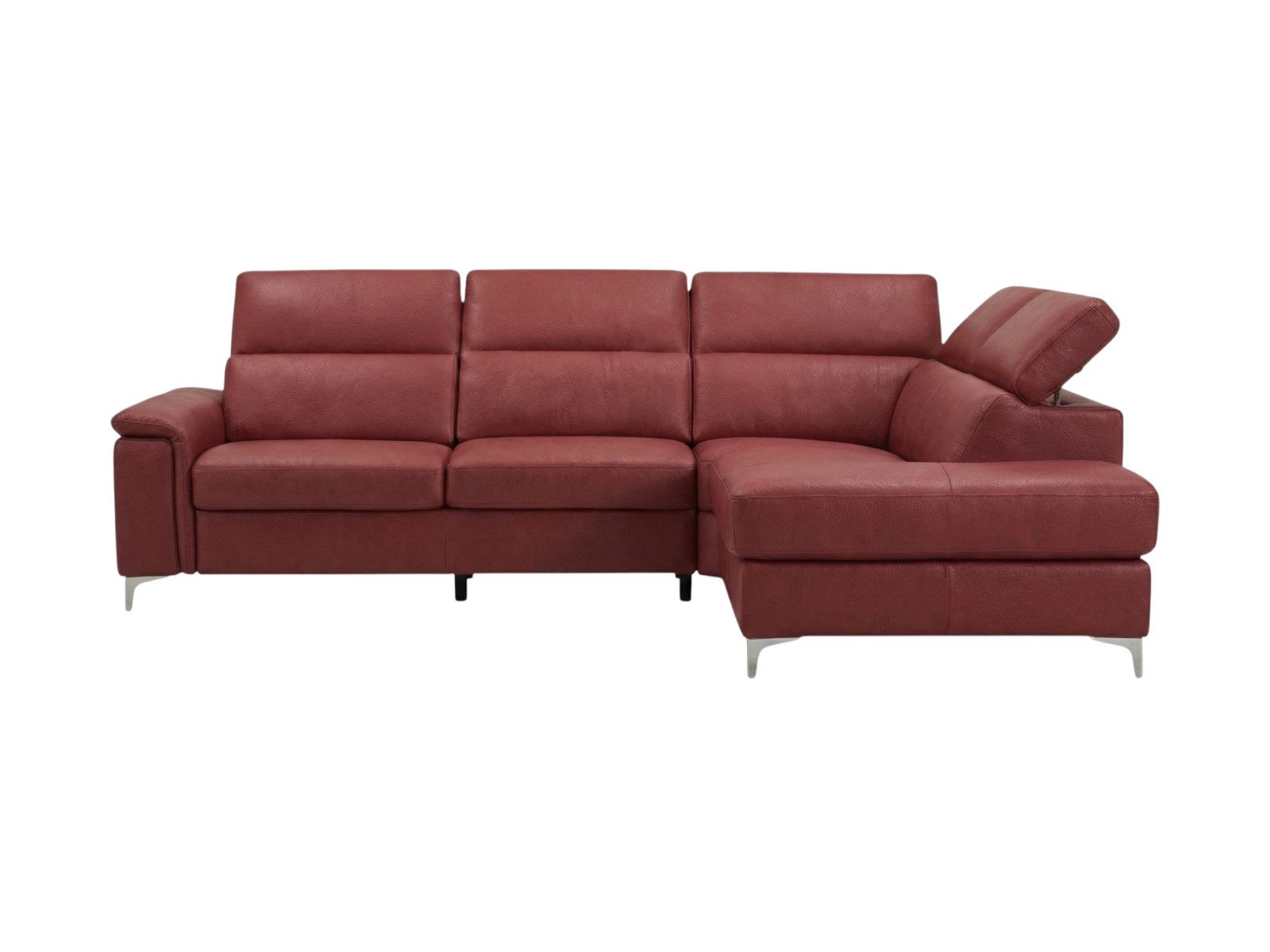 Villa Möbel Ecksofa Avenger, L-Form 1 Teile, Echtleder-Ecksofa mit Kopfteilverstellung fürs Wohnzimmer