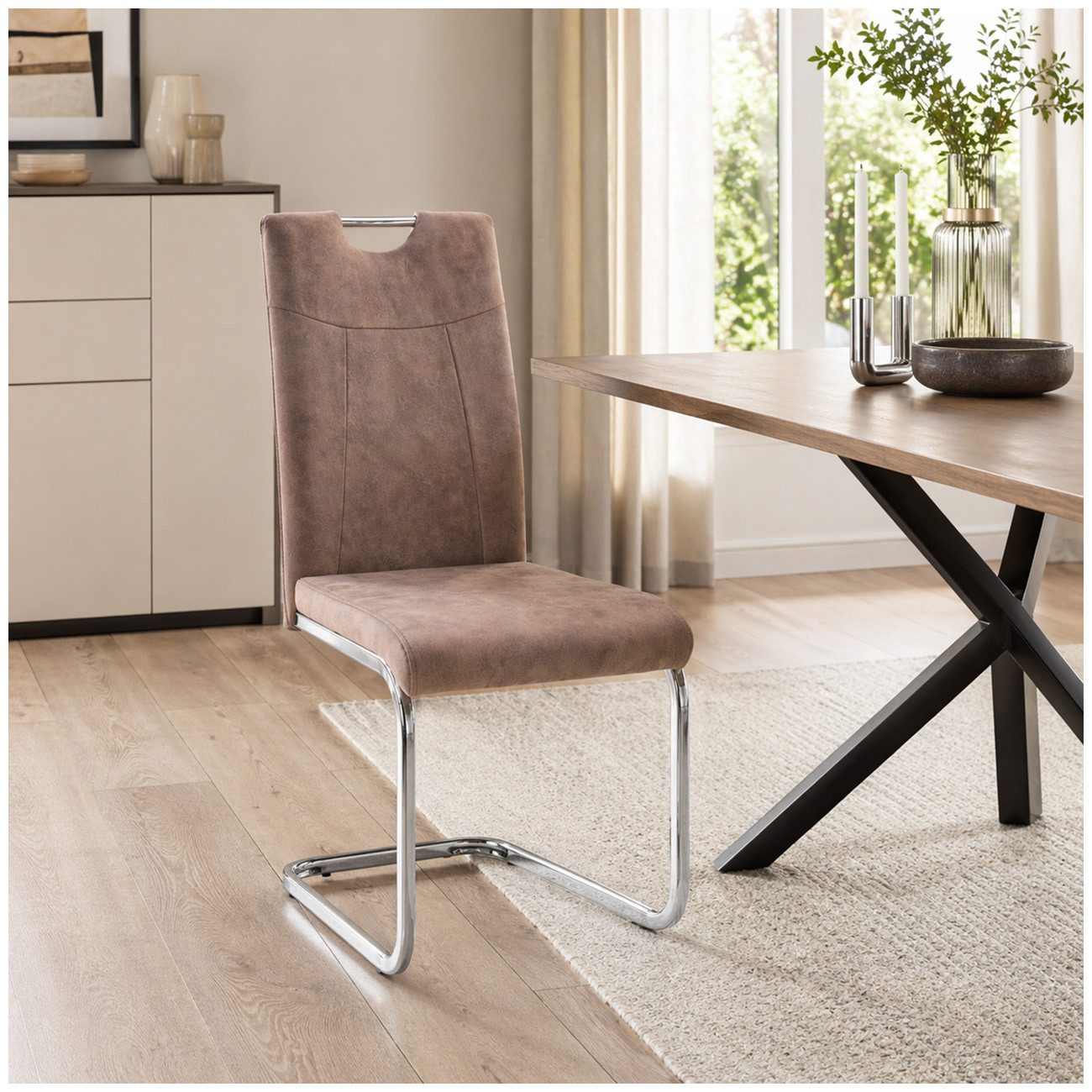 HTI-Living Freischwinger Schwingstuhl KellyC Braun (Stück, 1 St), Freischwinger Esszimmerstuhl