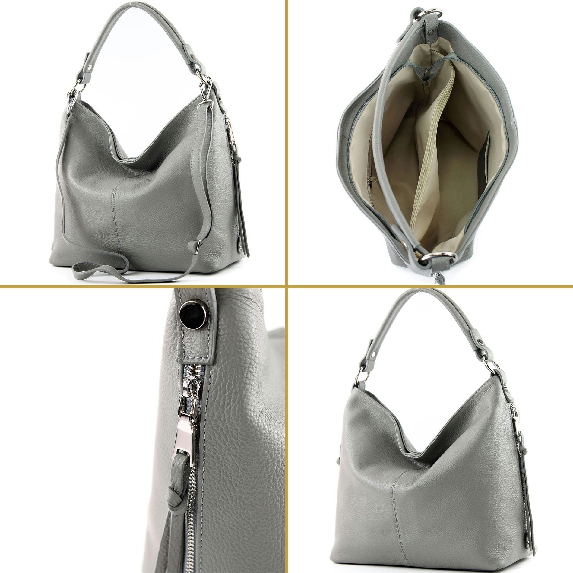 Handmade T160 Silber Italy in Echtleder T160, modamoda de Schultertasche