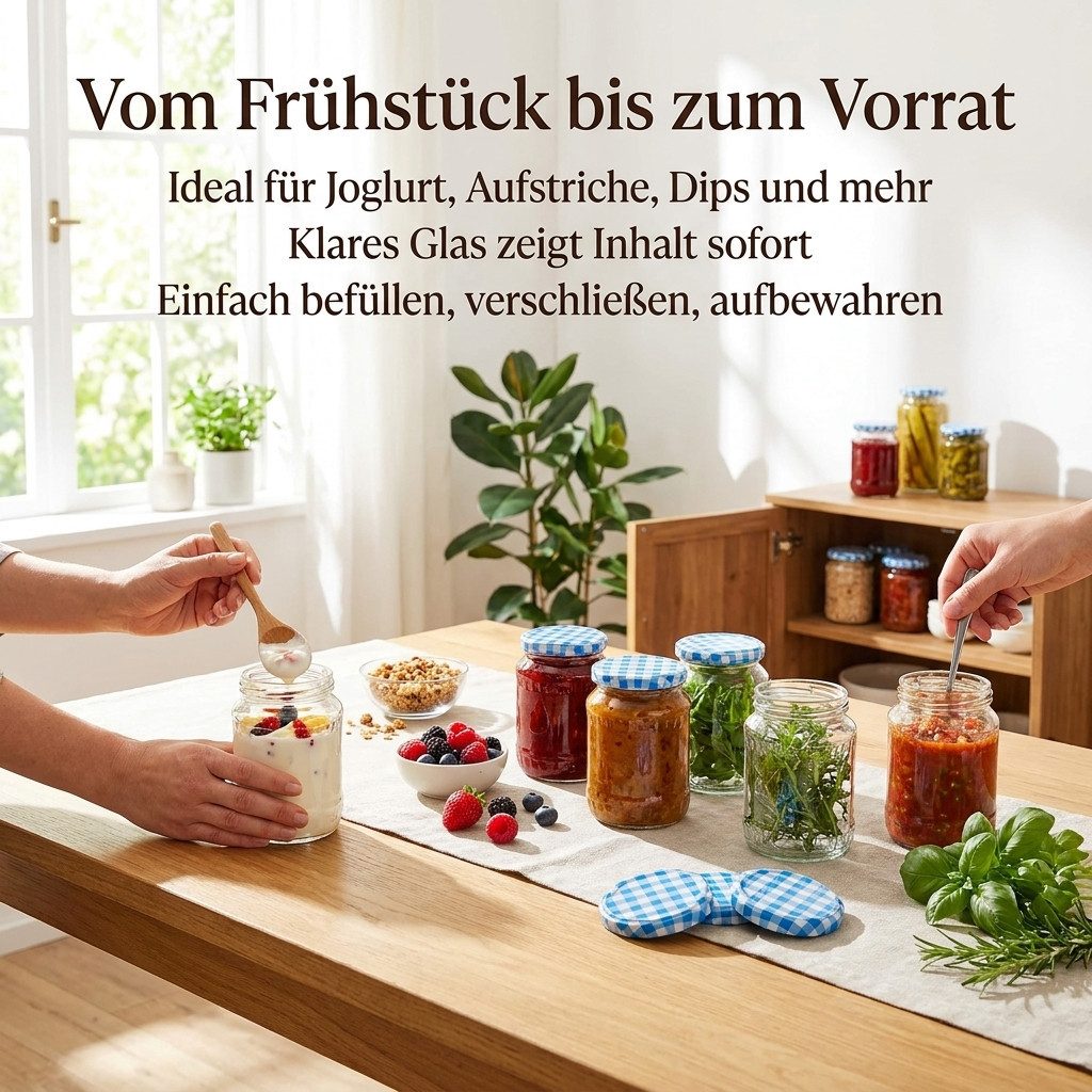 gouveo Einmachglas Vorratsgläser 720 ml Klassik mit Schraub-Deckel - Große Einmachgläser, (24-tlg., schwarz BlueSeal), auslaufsicher – Bild 5 von 5