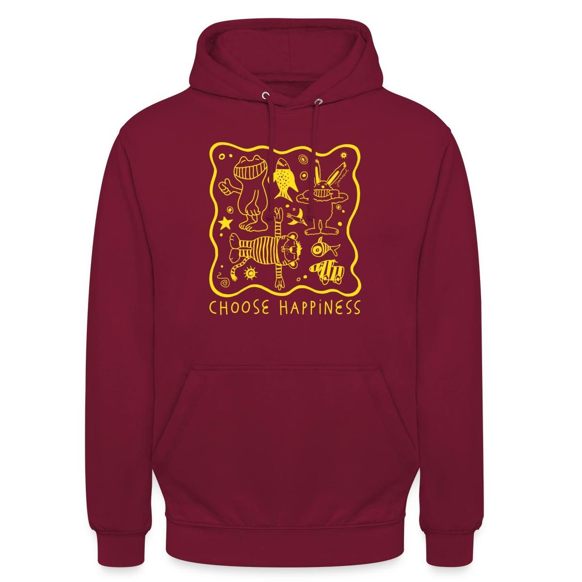 Hoodie Janosch Choose Happiness Gelbes Design Unisex Hoodie