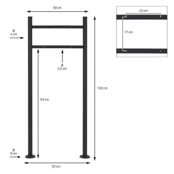 ECD Germany Standbriefkasten Designbriefkasten Briefkastenanlage Postkasten, Mit Zeitungsfach Anthrazit 120cm Kasten Weiß 37x105x365cm Edelstahl