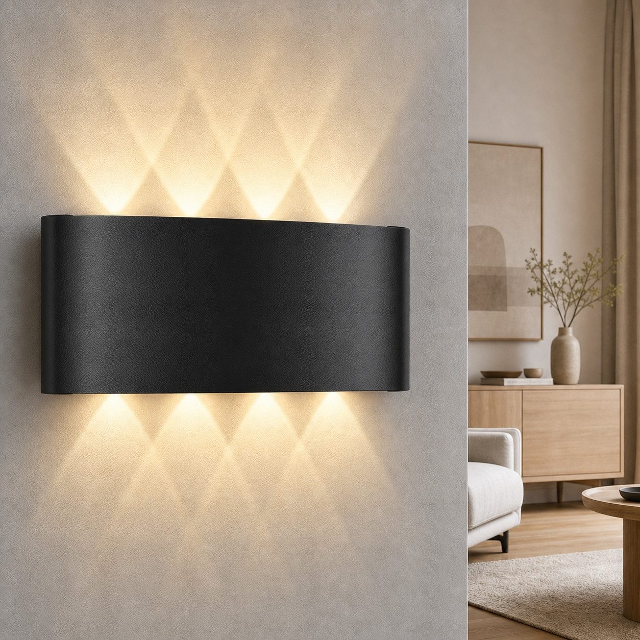 Nettlife Wandleuchte Schwarz Moderne 7W Warmweiß Innen Wandlampe, LED fest integriert, Warmweiß, Schlafzimmer Wohnzimmer Flure