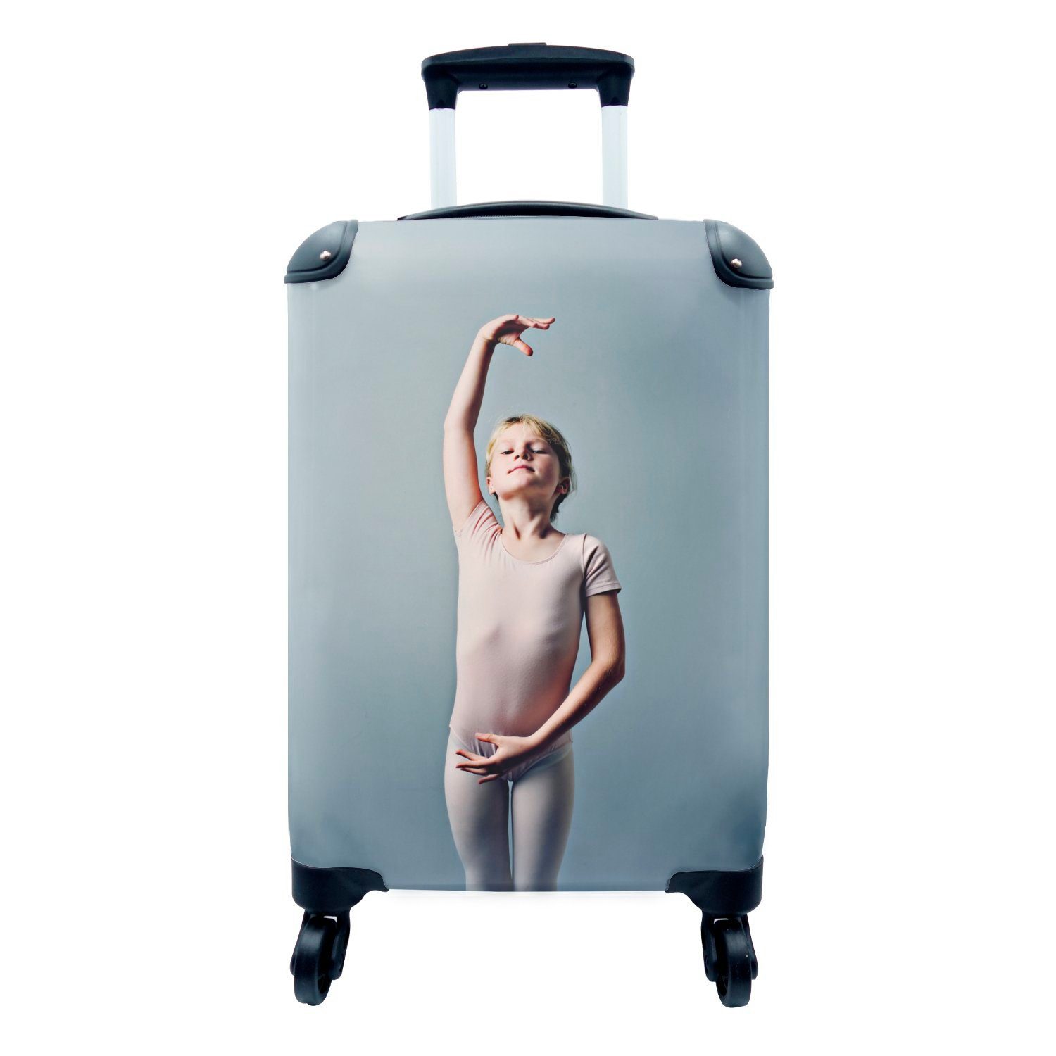 MuchoWow Handgepäckkoffer Porträt einer jungen Ballerina, 4 Rollen, Reisetasche mit rollen, Handgepäck für Ferien, Trolley, Reisekoffer