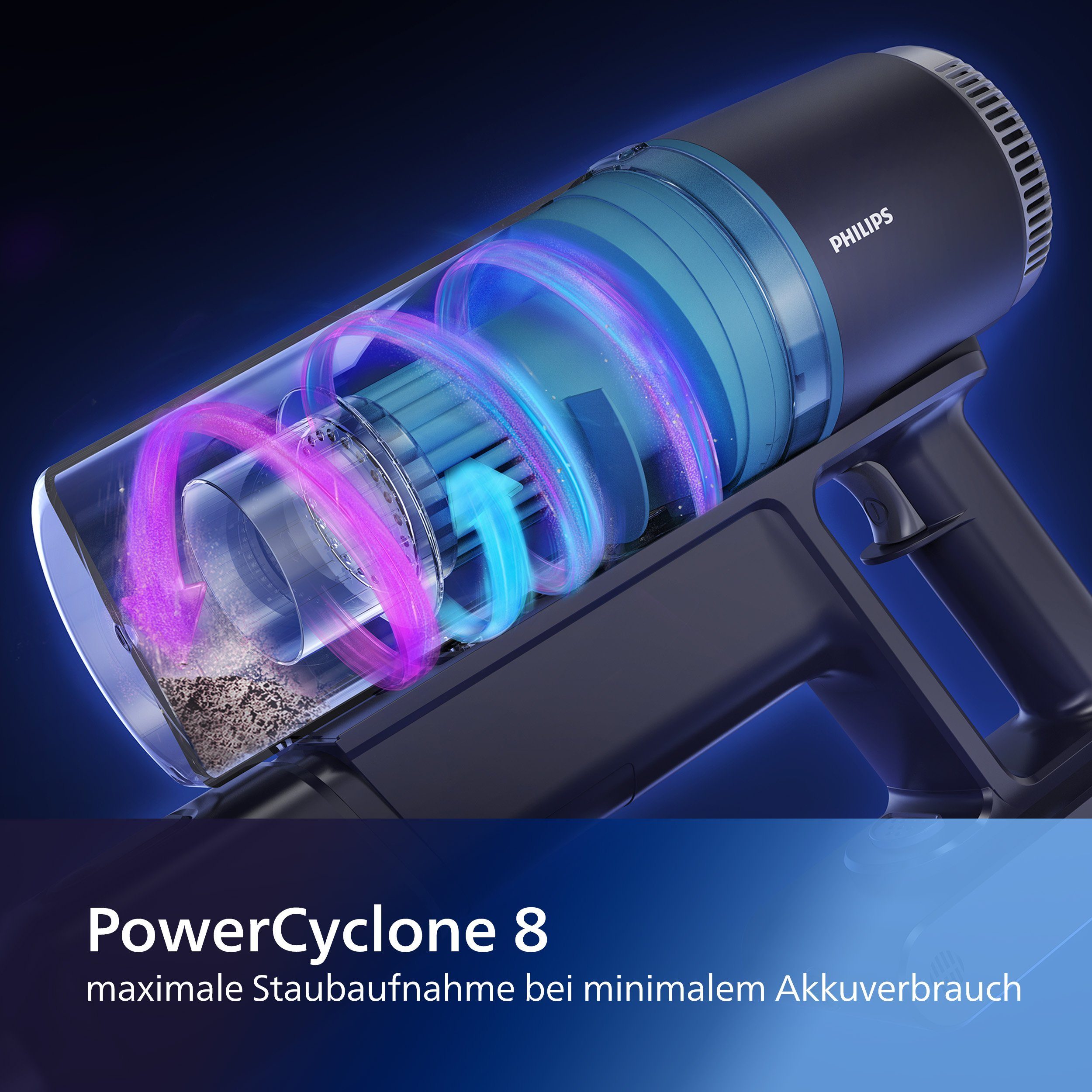 Philips Akku-Hand-und Stielstaubsauger XC3031/01 3000 Series “Staubentdecker”, 50,4 W, beutellos, mit bis zu 60 Minuten Laufzeit und zwei Zubehörteilen