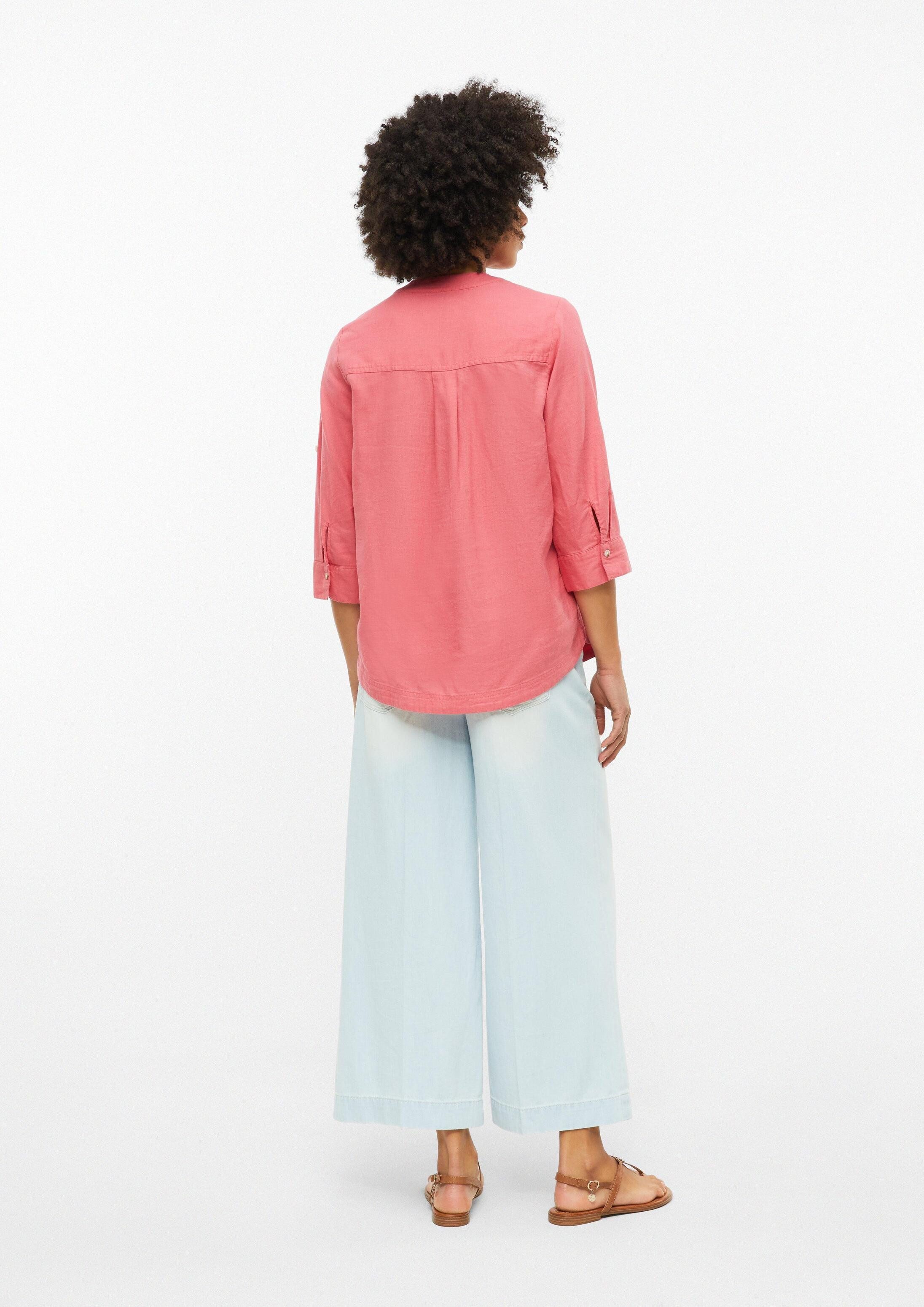 s.Oliver Kurzarmbluse Bluse Leinenmix-Bluse mit Turn-up