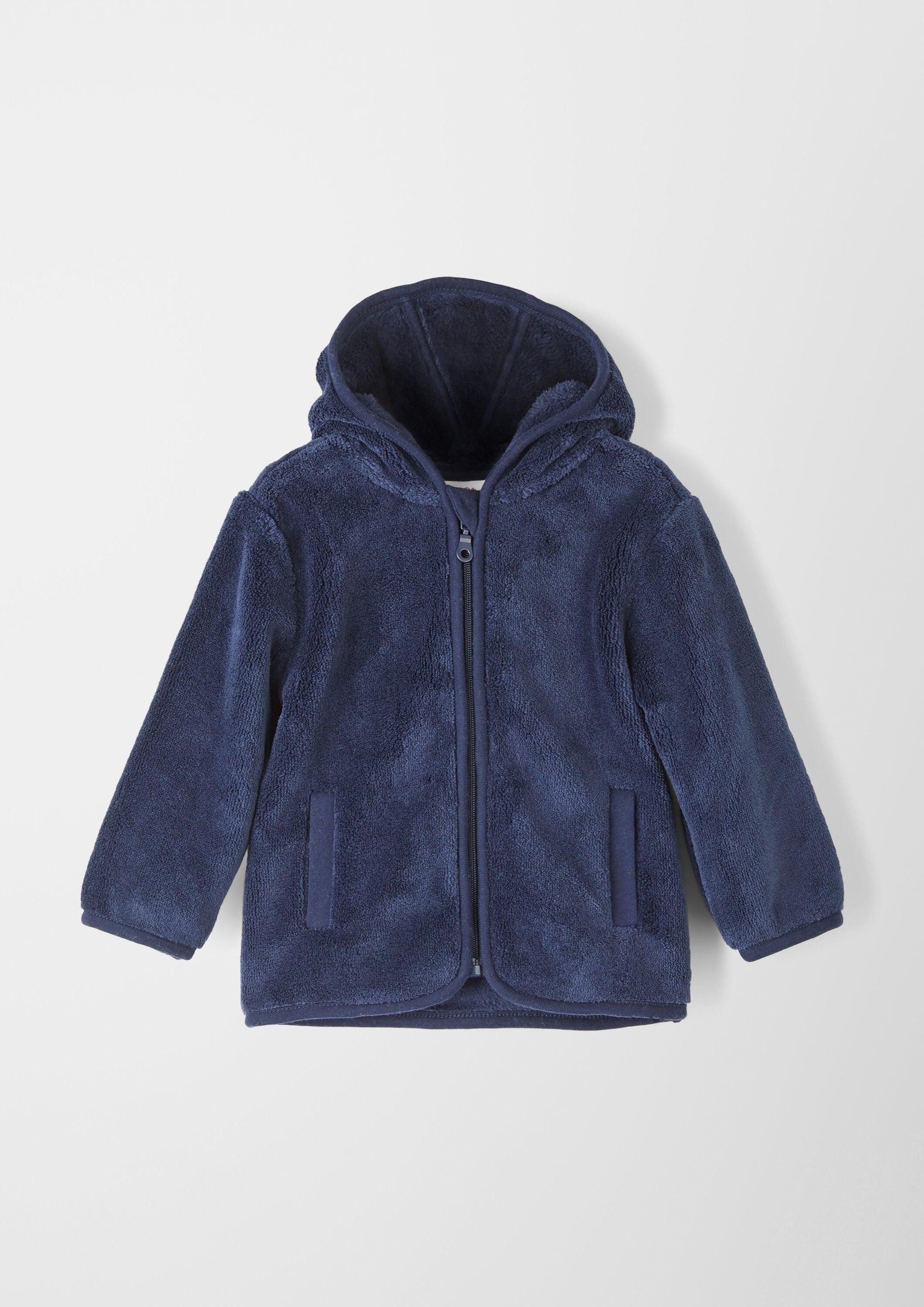 s.Oliver Sweatjacke Sweatshirt Jacke Kapuzenjacke aus Teddyplüsch