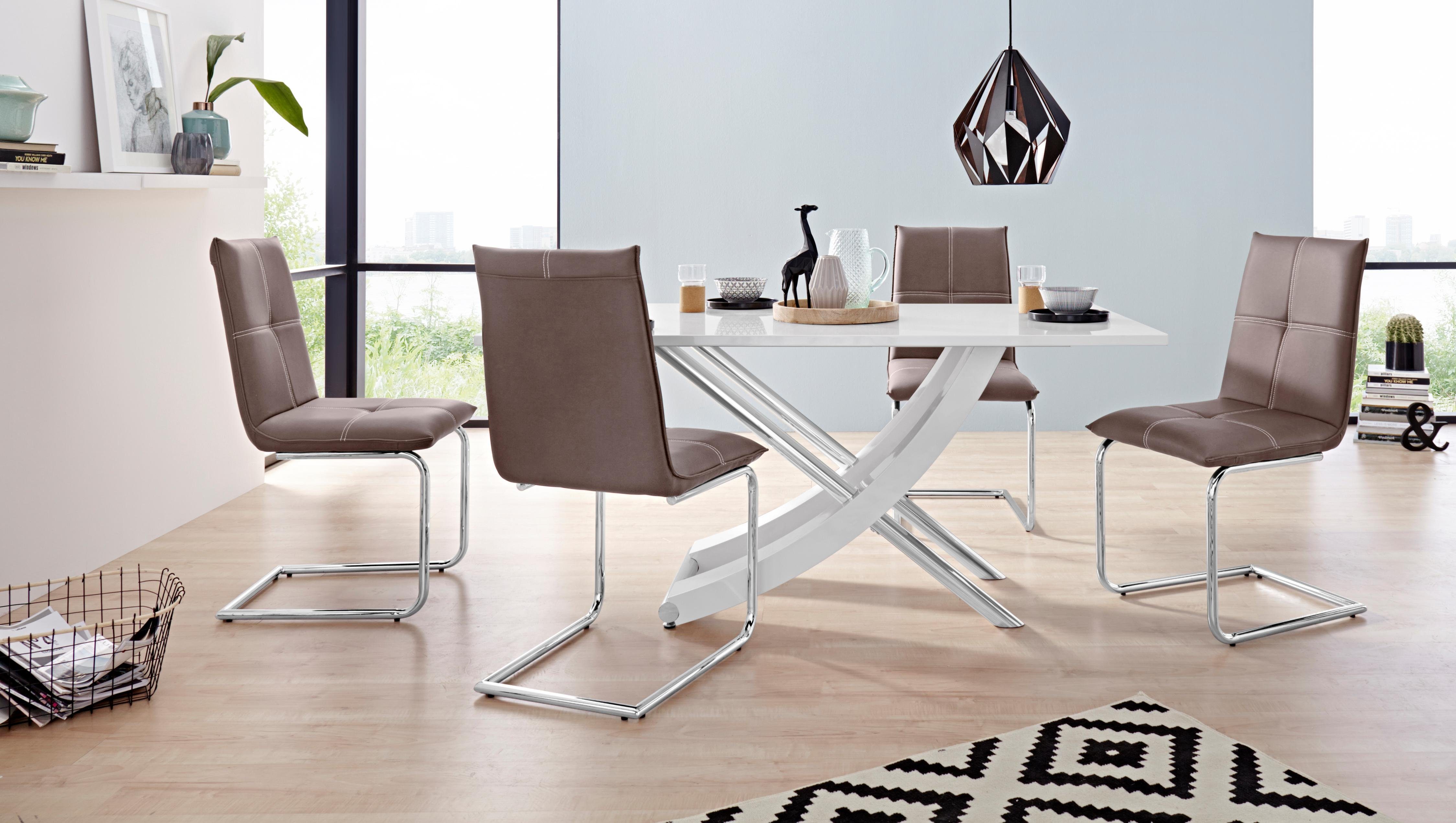 INOSIGN Essgruppe »Kaleo/Claire«, (Set, 5-tlg), mit 4 Stühlen und 1 Tisch  weiß Hochglanz online kaufen | OTTO