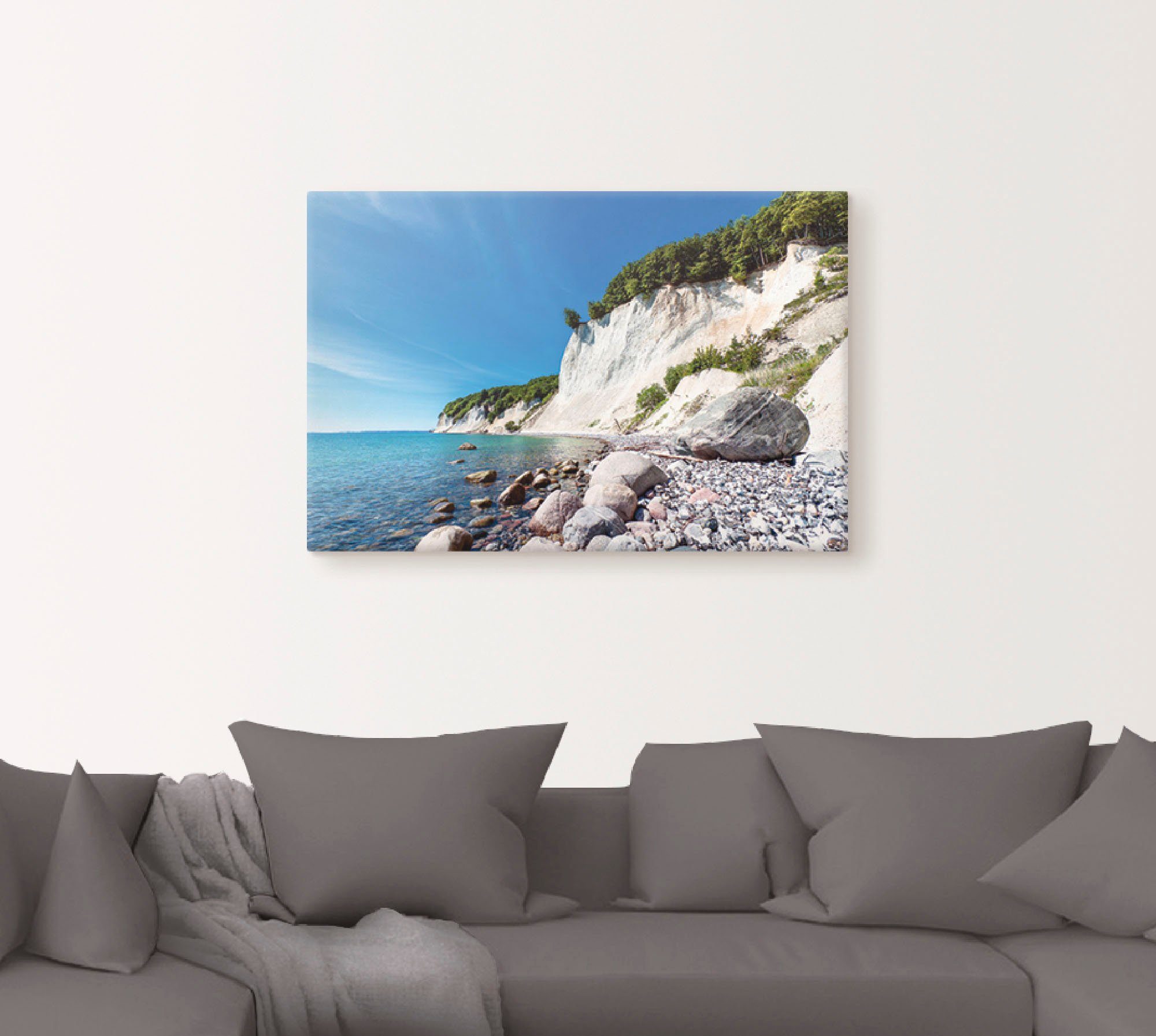 Artland Leinwandbild Kreidefelsen auf der Insel Rügen 2, Küste (1 St), auf Holzrahmen gespannt