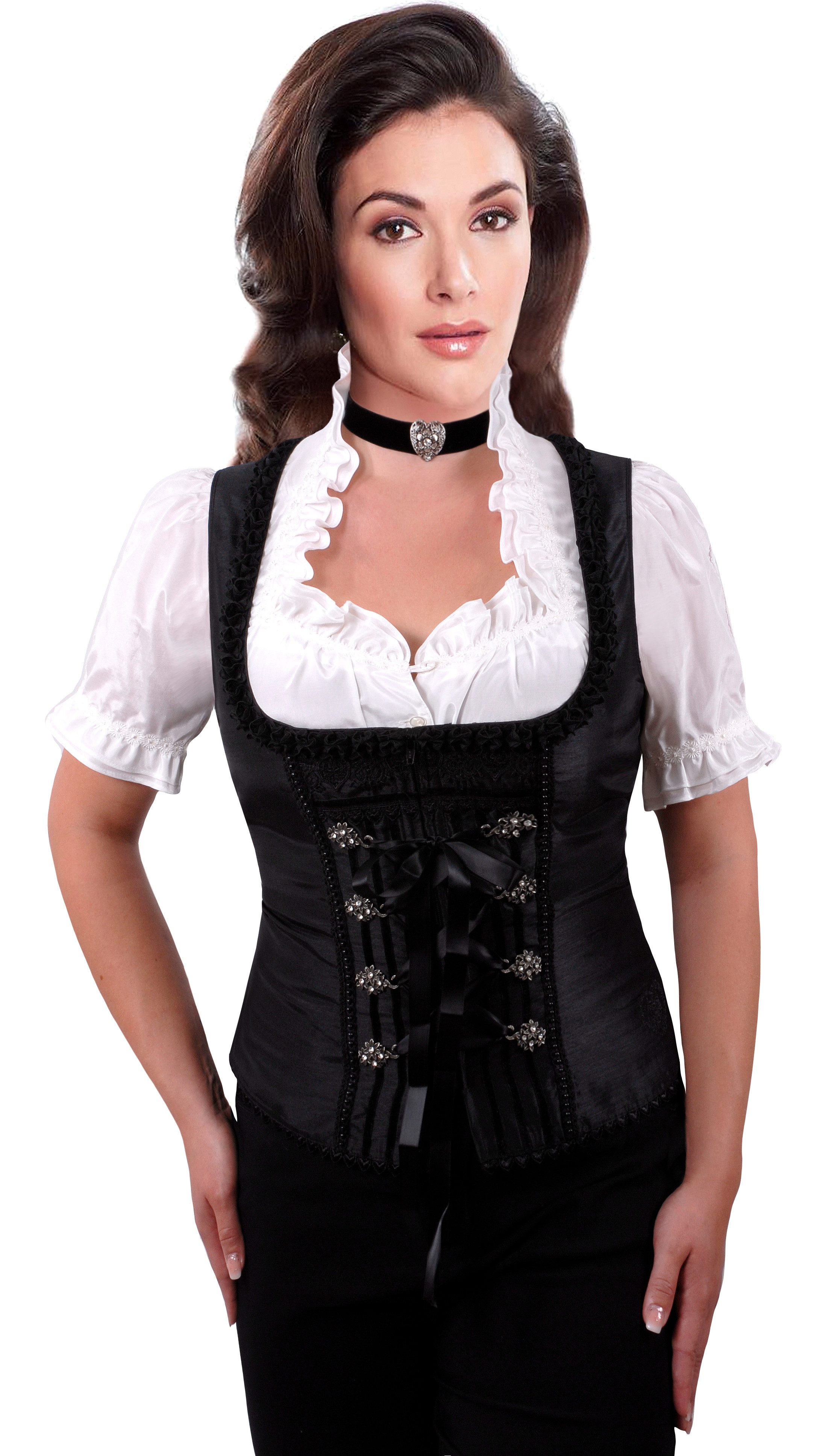 Moschen-Bayern Dirndl Trachtenmieder Damen Trachtencorsage Corsage Mieder Trachten Festlich Mieder festlich mit Rüschen und Stickerei