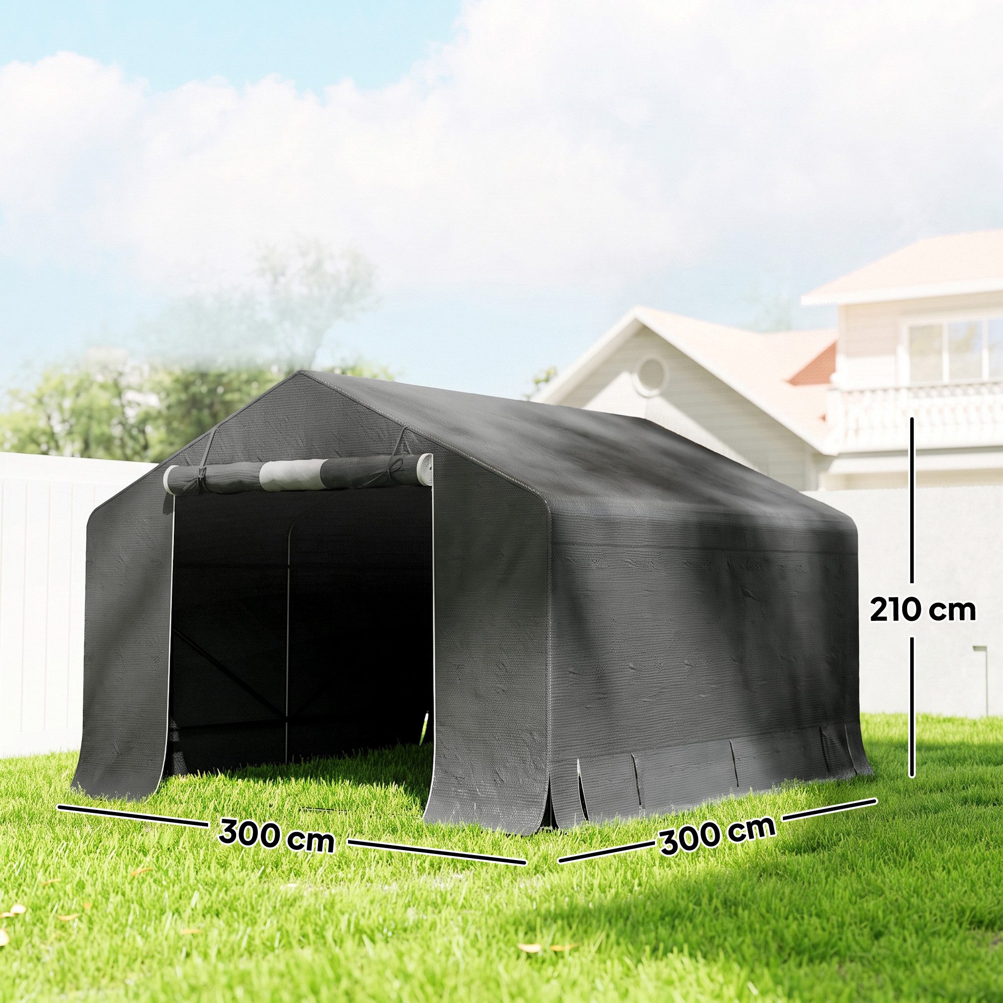 Outsunny Gerätezelt Garagenzelt 300 x 300 x 210 cm wasserdicht Fahrradgarage, Personen: 1 (wasserdicht Fahrradgarage, 1 tlg., Garagenzelt), für Gartengeräte Fah – Bild 3 von 5