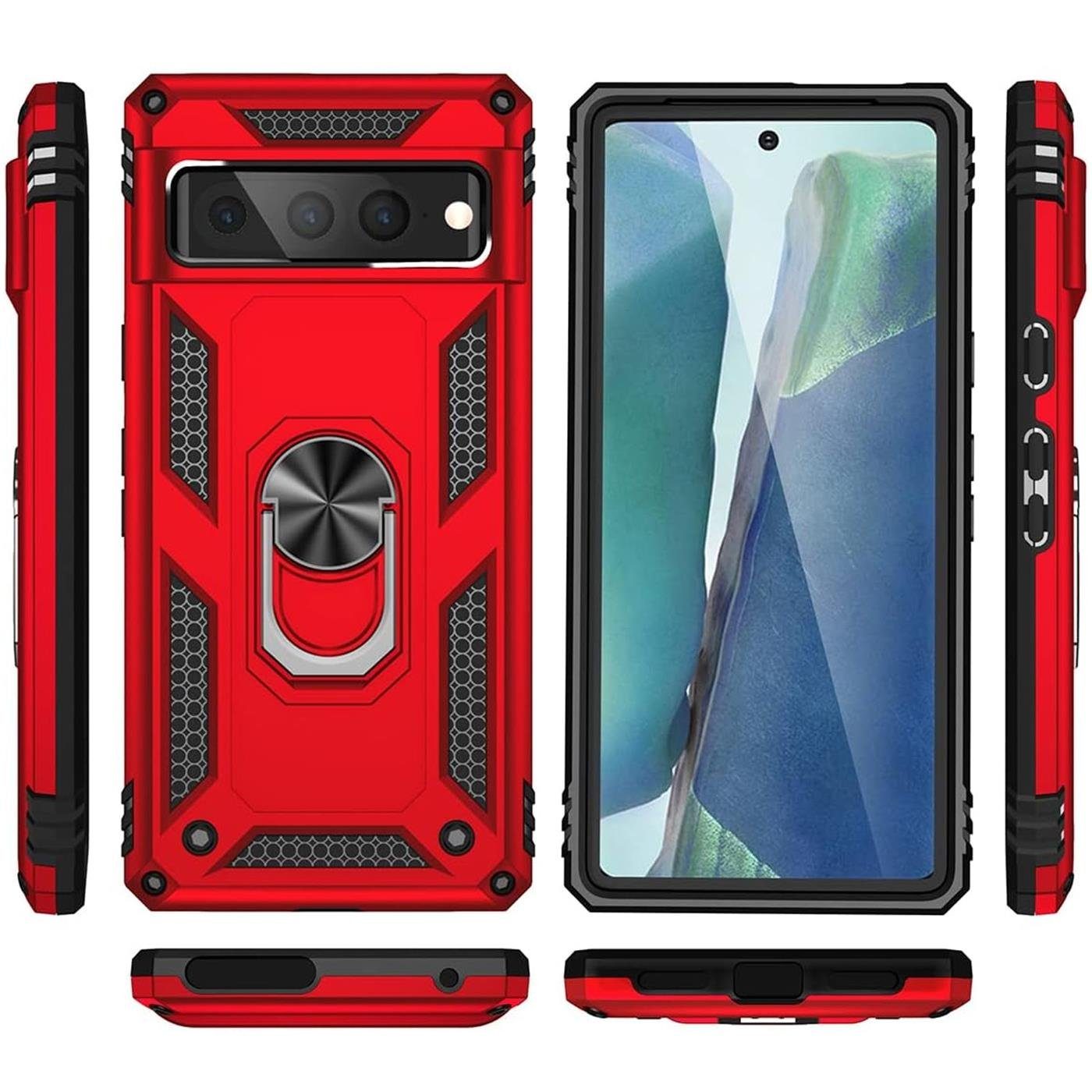 CoolGadget Handyhülle Armor Shield Case für Google Pixel 7 Pro 6,7 Zoll, Outdoor Cover Magnet Ringhalterung Handy Hülle für Pixel 7 Pro