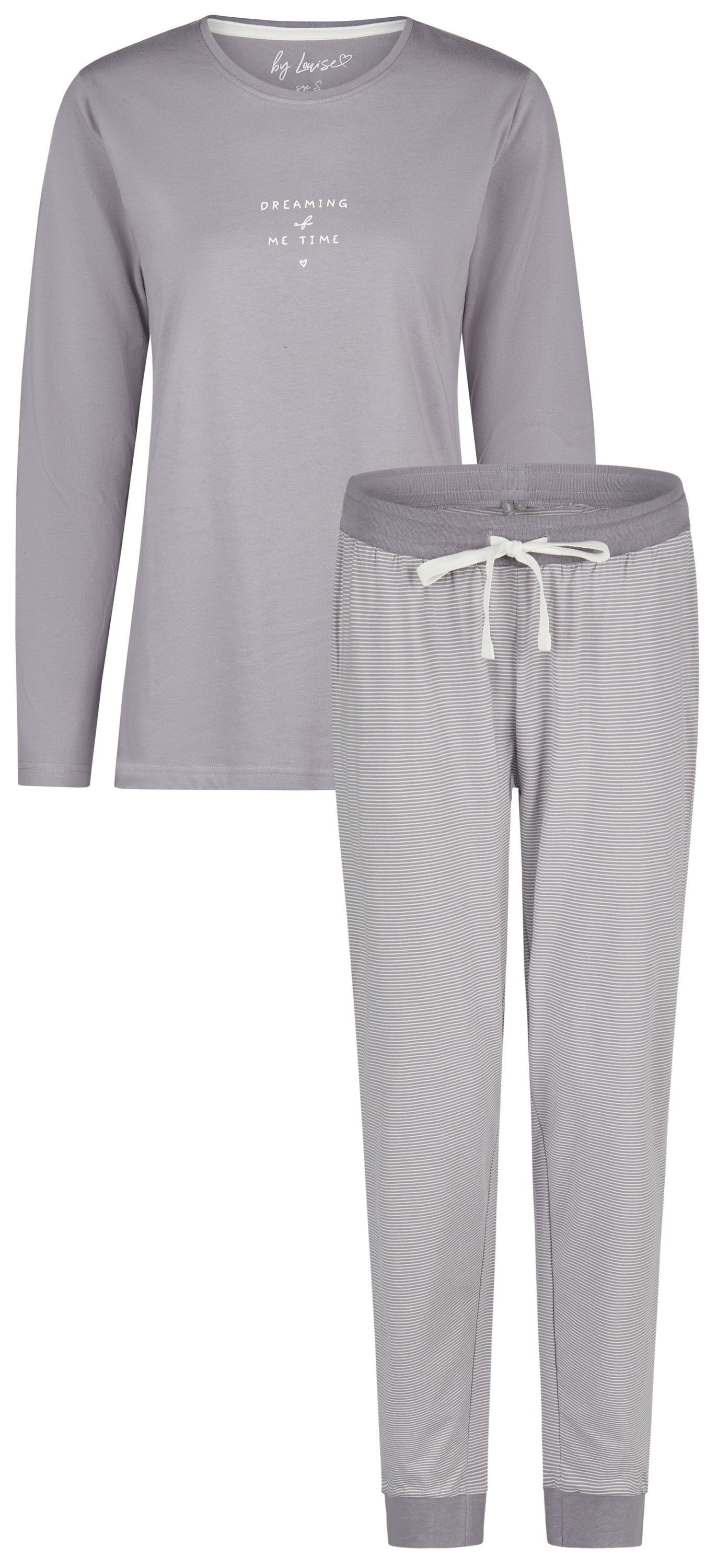 By Louise Schlafanzug Icy Embrace (Set, 2 tlg., 2-teilig) Damen Pyjama lang Langarm Bündchen Baumwolle