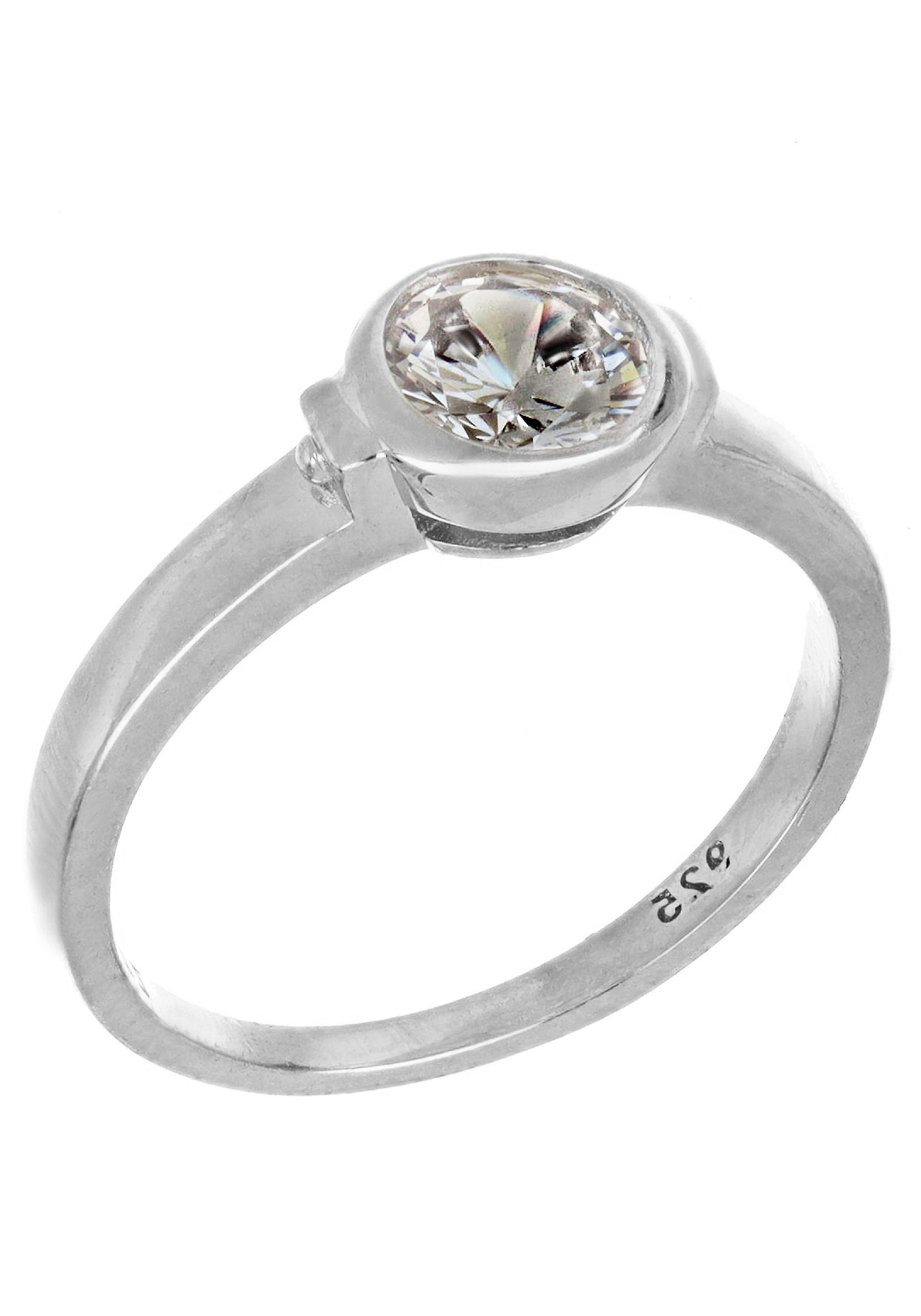Firetti Fingerring Schmuck Geschenk Silber 925 Silberring Basic Bezzel, mit Zirkonia (synth)