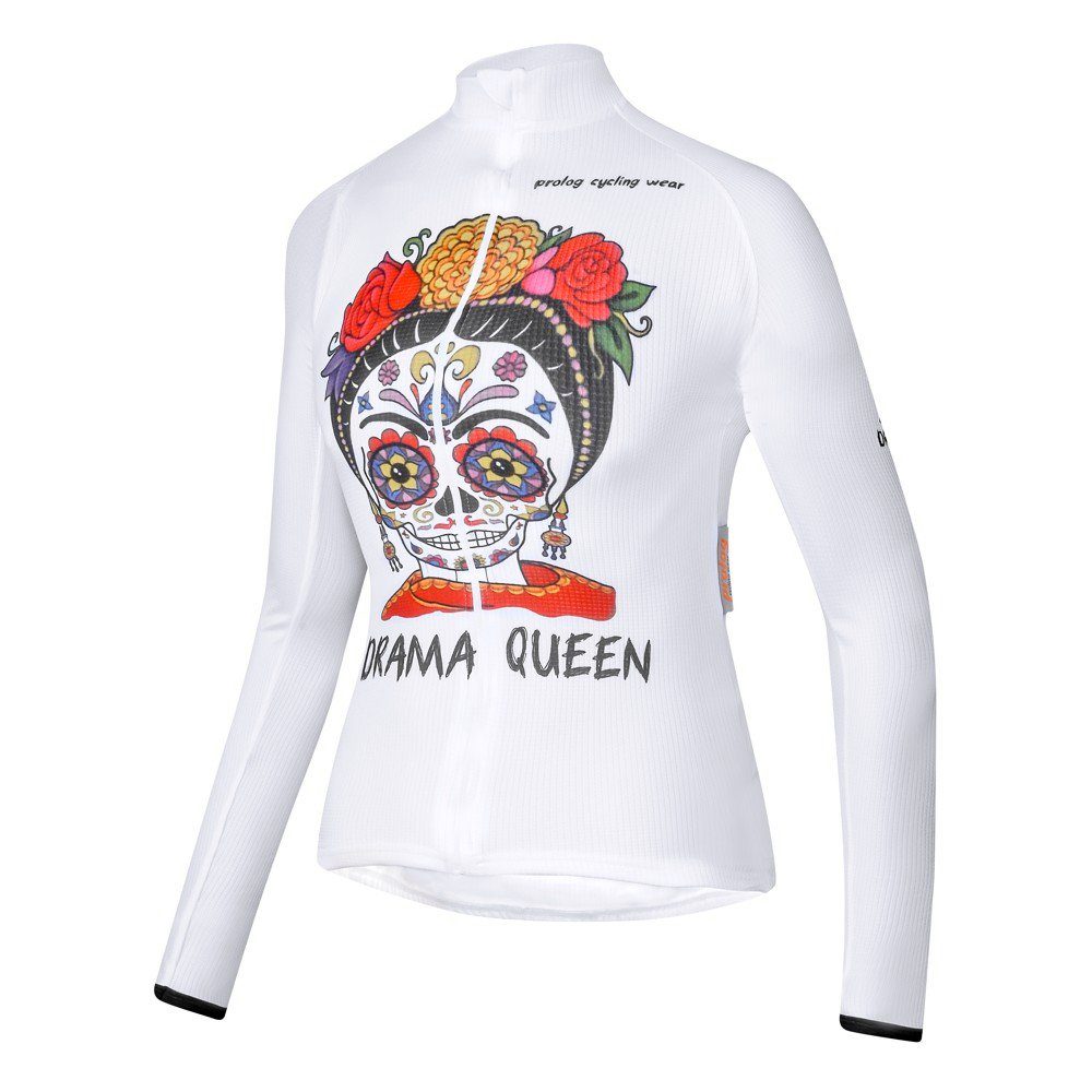 Radtrikot Fahrradtrikot Damen langarm „Drama Queen Weiß“ atmungsaktiv