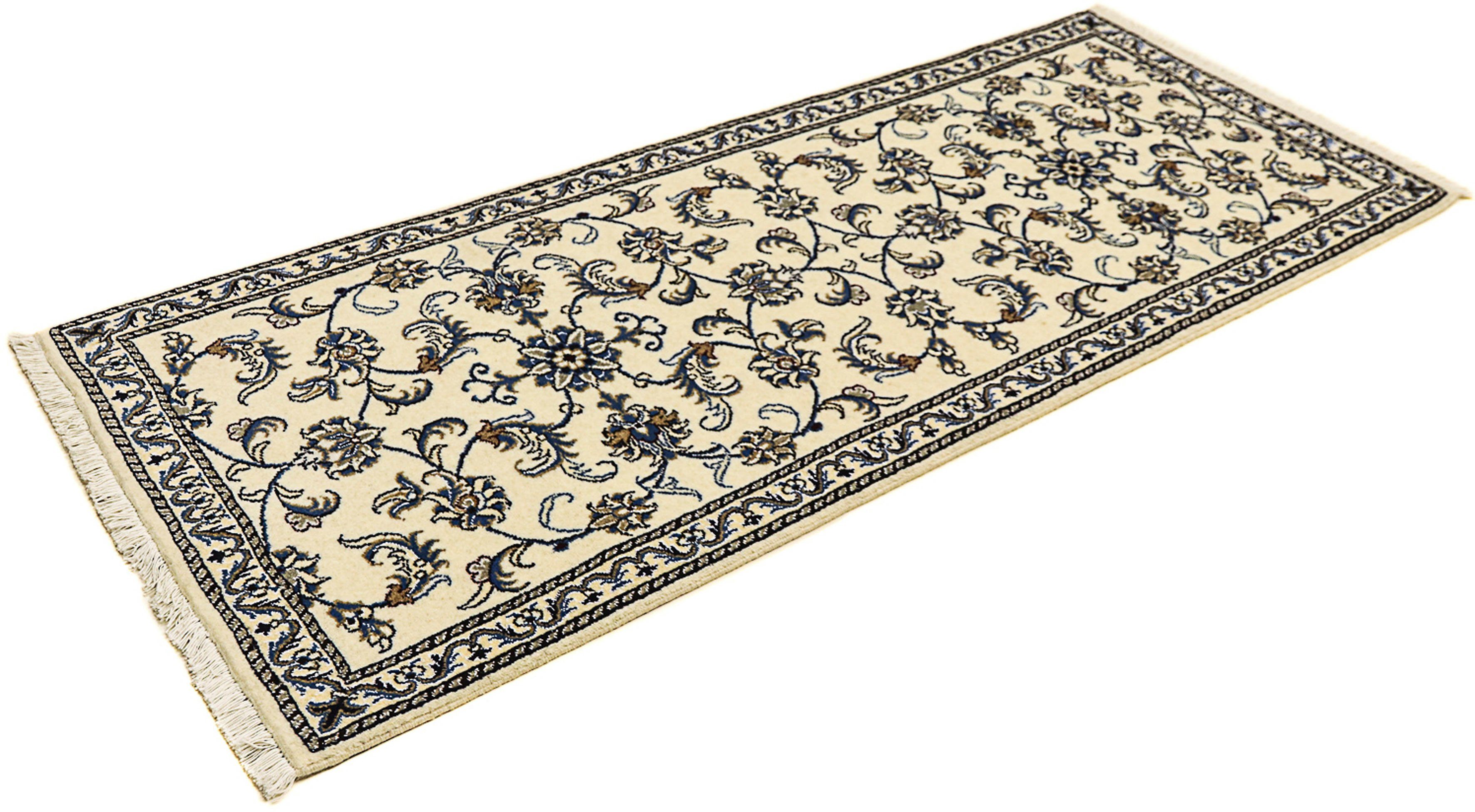 Orientteppich Perser - Nain - 197 x 79 cm - beige, morgenland, rechteckig, Höhe: 12 mm, Wohnzimmer, Handgeknüpft, Einzelstück mit Zertifikat | Kurzflor-Teppiche