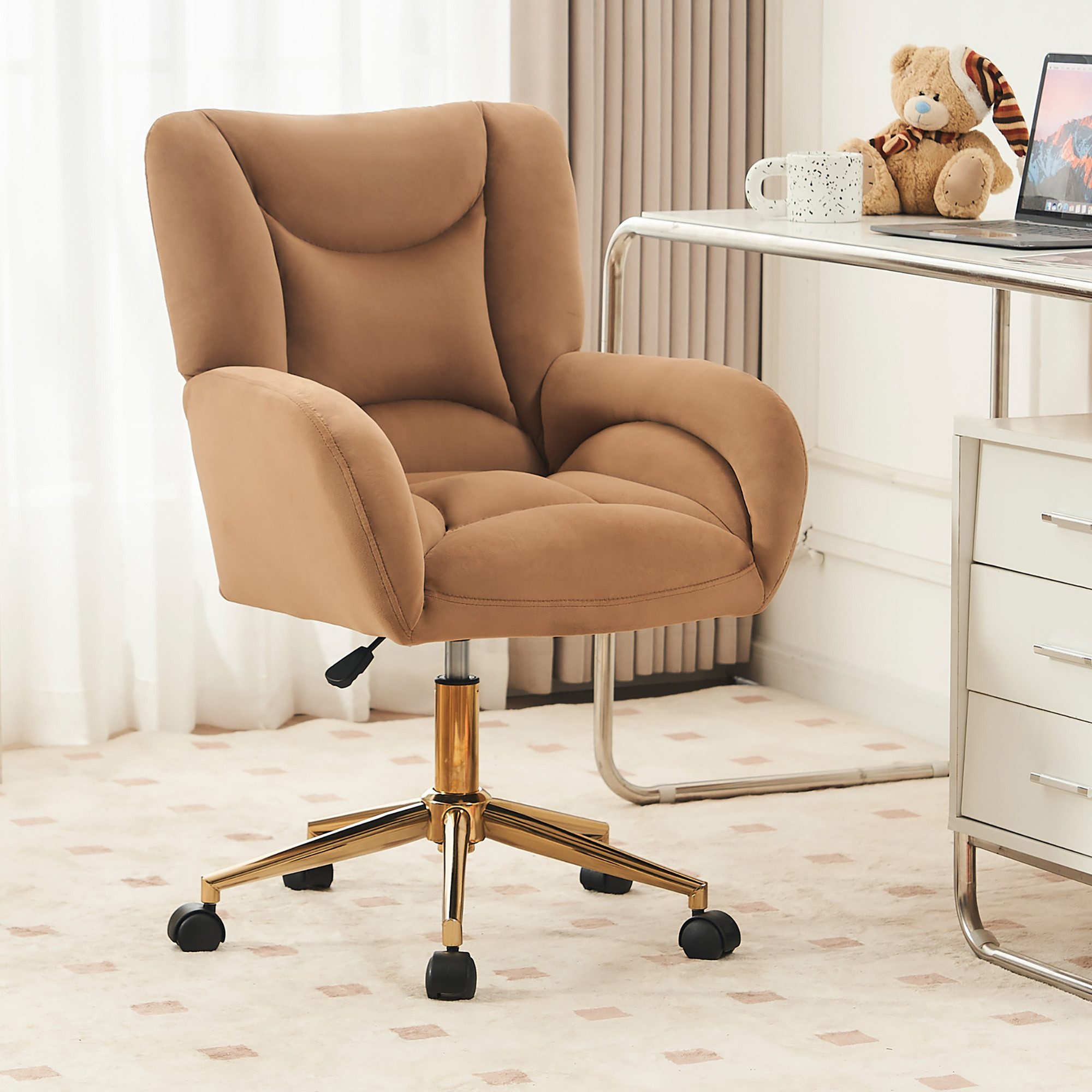 MODFU Stuhl Höhenverstellbarer Drehstuhl,Relaxsessel,mit goldenen Beinen günstig online kaufen