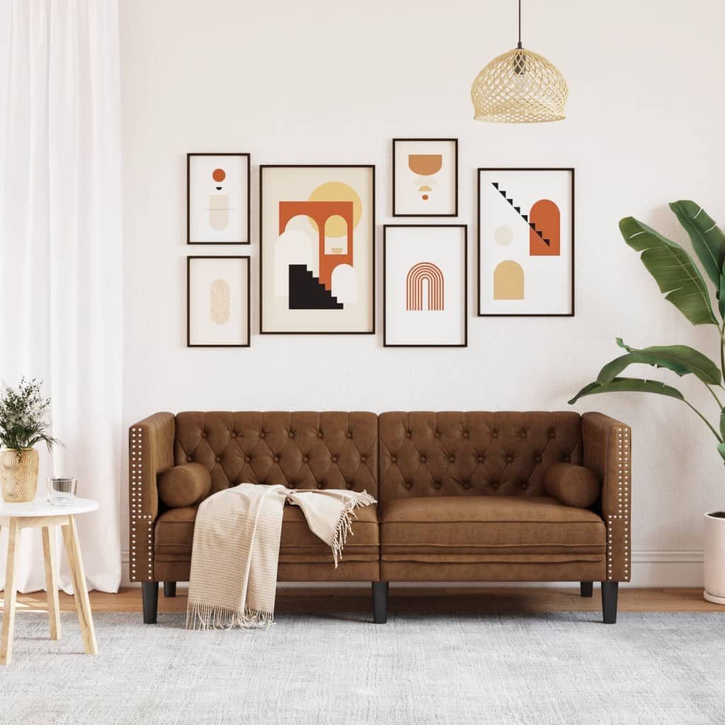 vidaXL Sofa Chesterfield-Sofa 2-Sitzer Braun Kunstleder günstig online kaufen