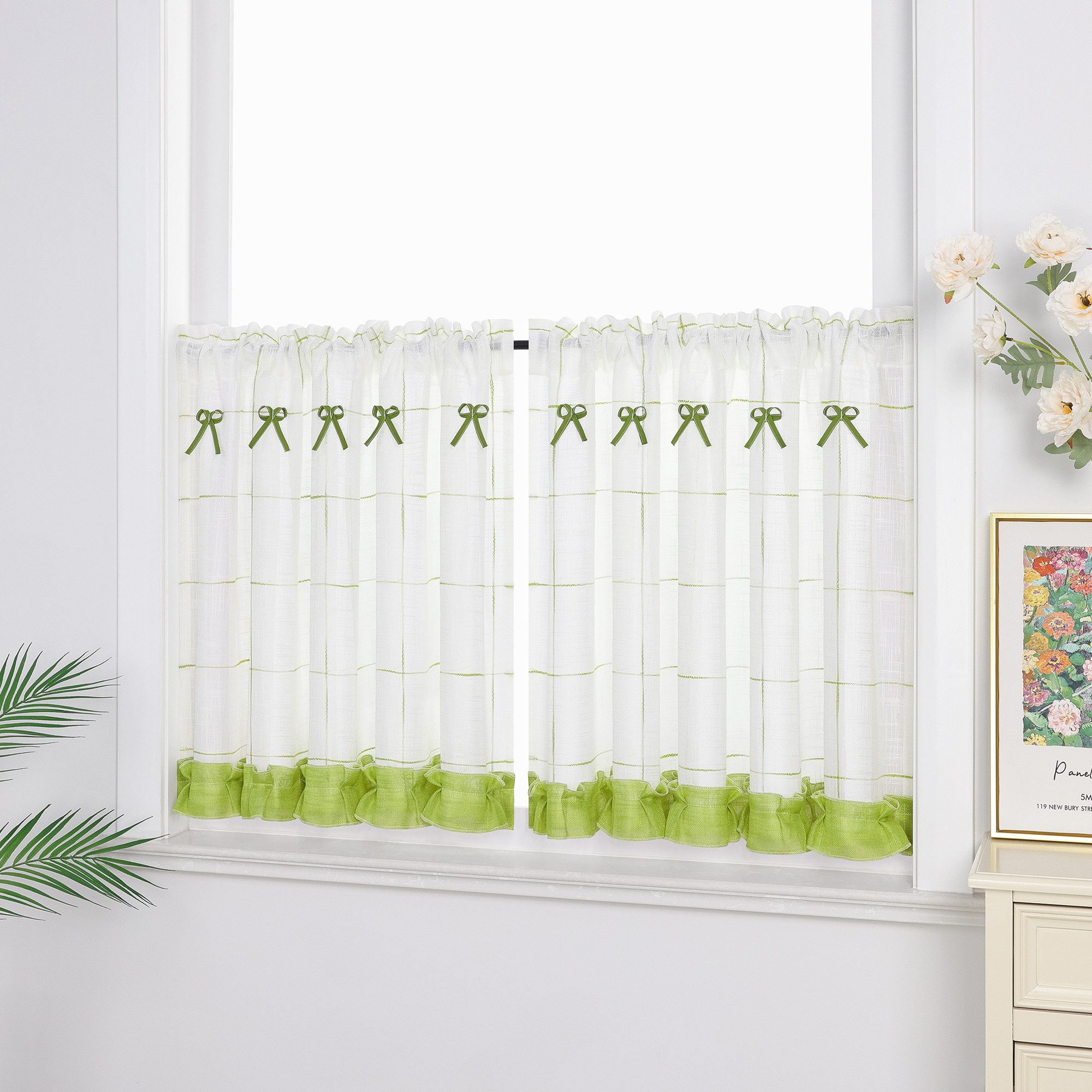 Delien Scheibengardine Gitter (1 St), Stangendurchzug, Pastorale Art mit Kl günstig online kaufen