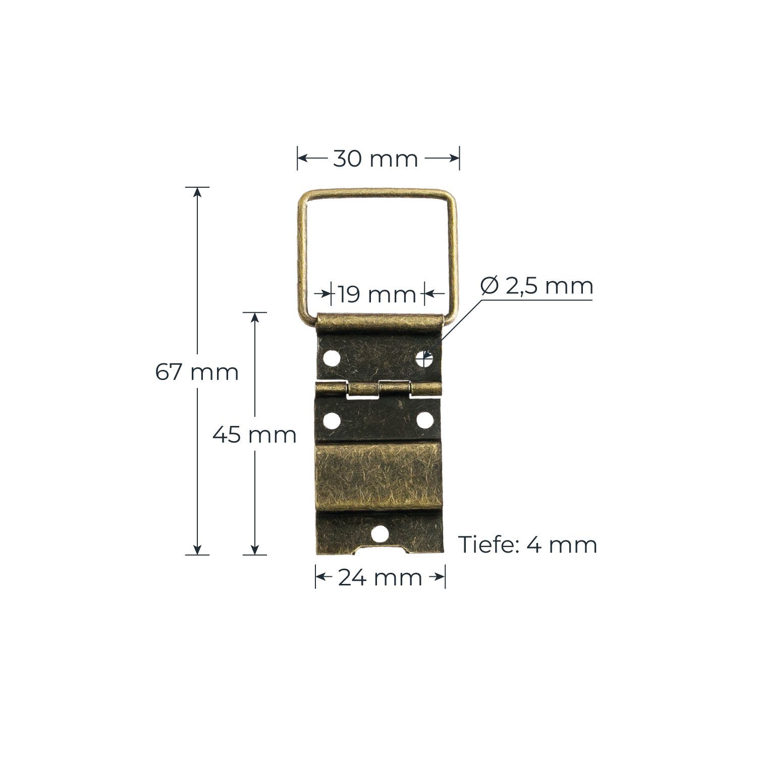 HMF Möbelbeschlag Vintage Deko Scharnier, Aufstellscharnier aus Metall (2 Stück), Möbelscharnier 30 x 67 mm, Bronze