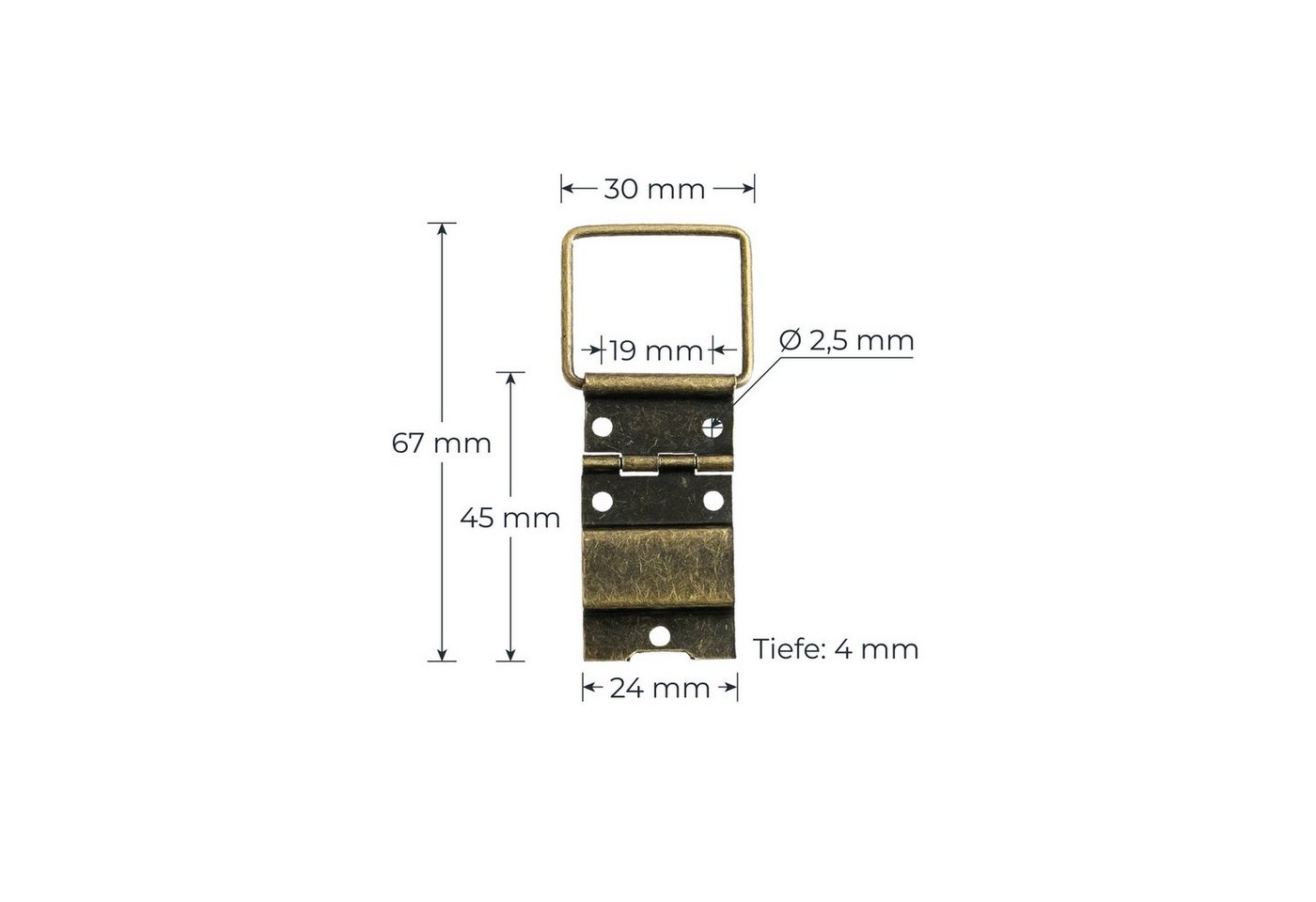 Thumbnail - HMF Möbelbeschlag Vintage Deko Scharnier, Aufstellscharnier aus Metall (2 Stück), Möbelscharnier 30 x 67 mm, Bronze