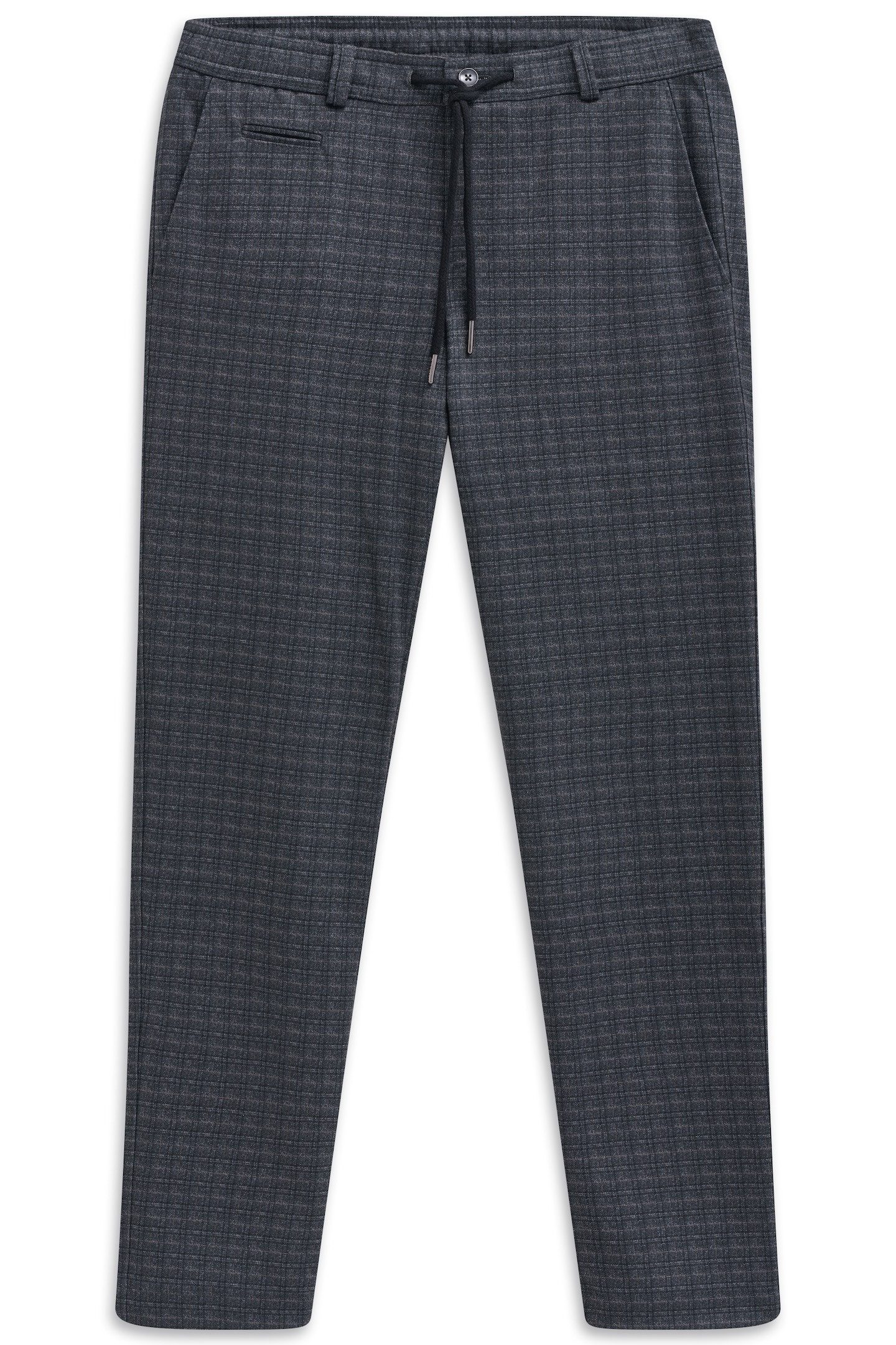 bugatti Chinohose Slim Fit Glencheck mit Stretch & Kordelzug