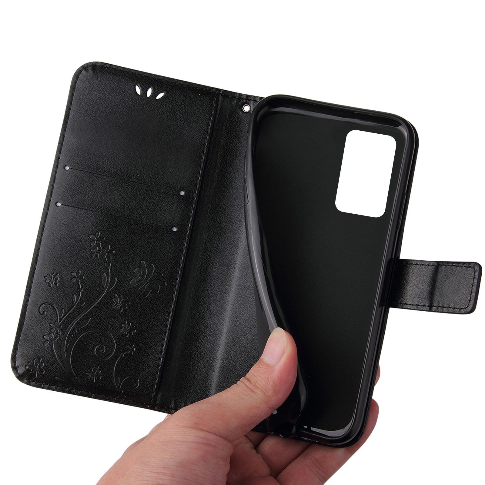 Tec-Expert Handyhülle Cover Tasche Hülle für Samsung Galaxy A51 6,5 Zoll, Klapphülle Case mit Kartenfach Fliphülle aufstellbar, Motiv Blumen